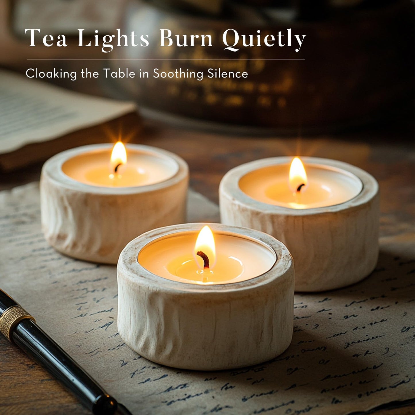 Ashlux Unscented Palm Tea Lights Candles 50 Pack Bulk, 6 Hours Long Burning White Tea Lights,Non-Paraffin, Smokeless, Mini Tealight Candles for Wedding, Christmas Lights, Party, Power Outages