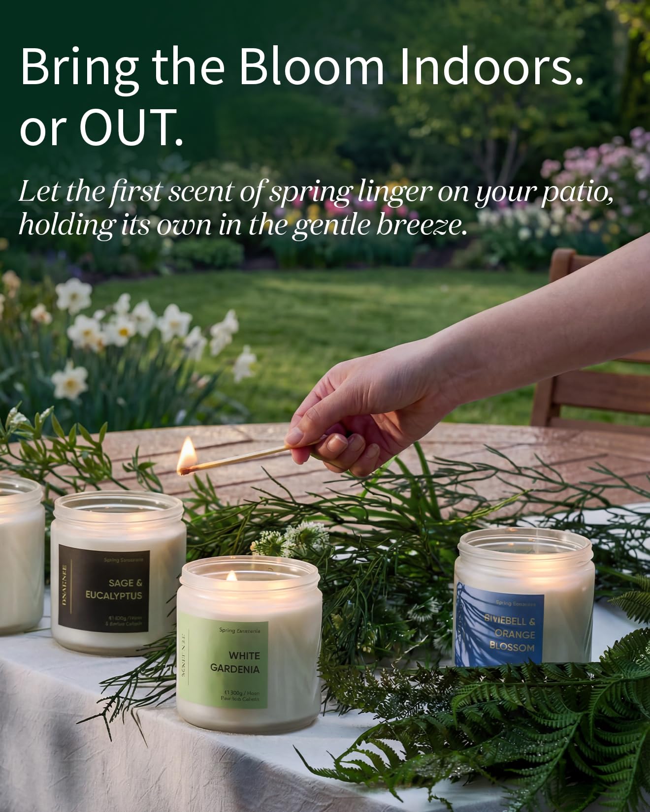 M&SENSE Jasmine & Rose Spring Scented Candles for Home, 11.6oz Organic Natural Soy Wax, 70-Hour Non Toxic Clean Burn, 2-Wick Home Fragrance Floral Scent, Romantic Smelling for Women