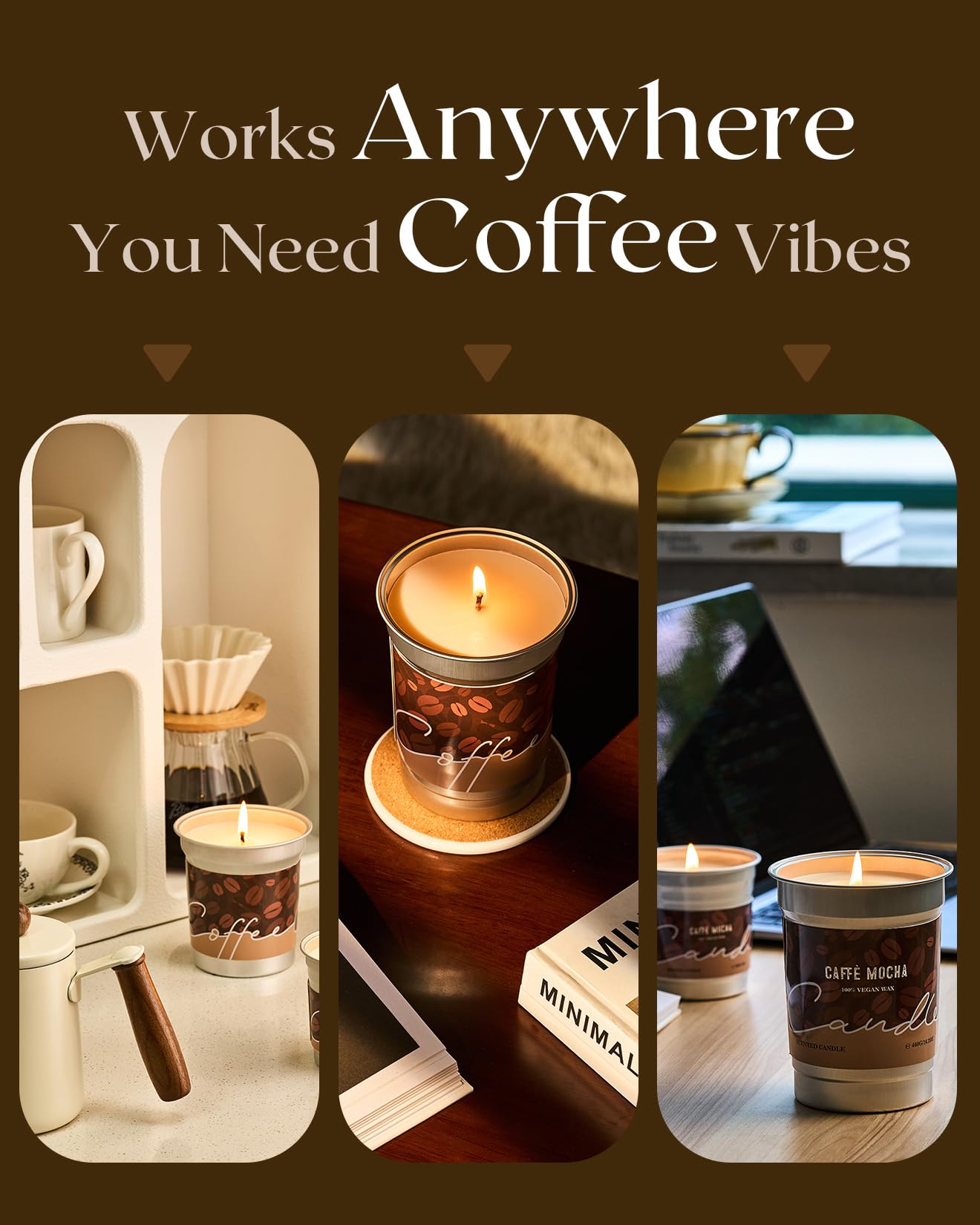 M&SENSE Coconut Latte Scented Candle, Soy Wax, 16.2oz