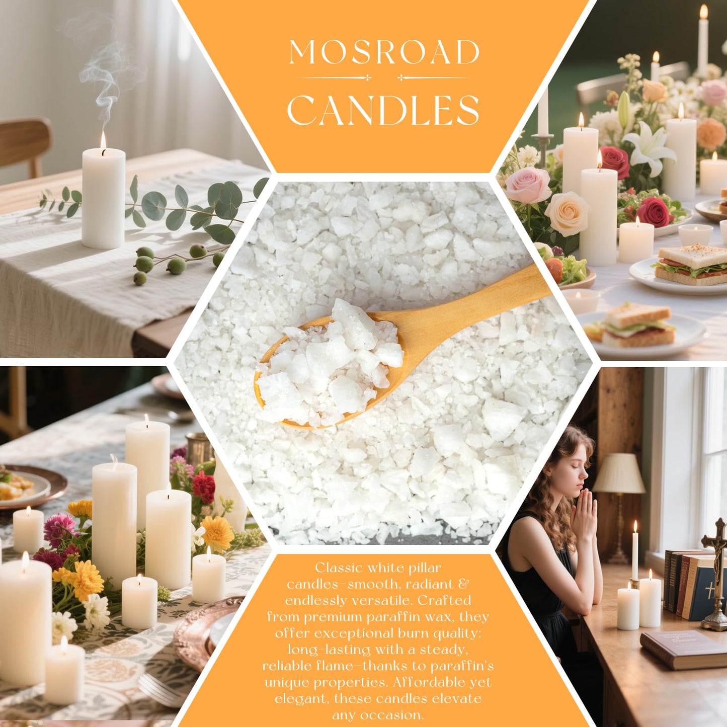 Set of 20 Pillar Candles, Unscented White Wax Pillar Candle with 30 Hours Burn Time, 2x4 Inch, Elegant Decorative White Candles for Weddings, Centerpiece, Home Decor