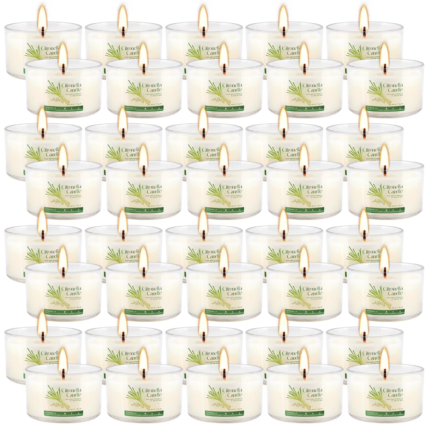 CAKETYCG 40-Pack Citronella Scented Tealight Candles -Outdoor Candles Natural Soy Wax Candle Bulk, Smokeless & Long-Lasting for Yard, Picnic, Camping Outdoor Comfort.