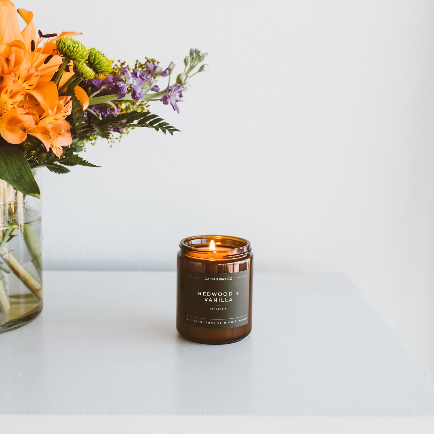 Calyan Wax Co. Home & Holiday Scented Candle - 57 Hour Burn - Luxury Clean Soy Wax Candles - Long Lasting Amber Glass Jar Candle for Home - 7.2oz