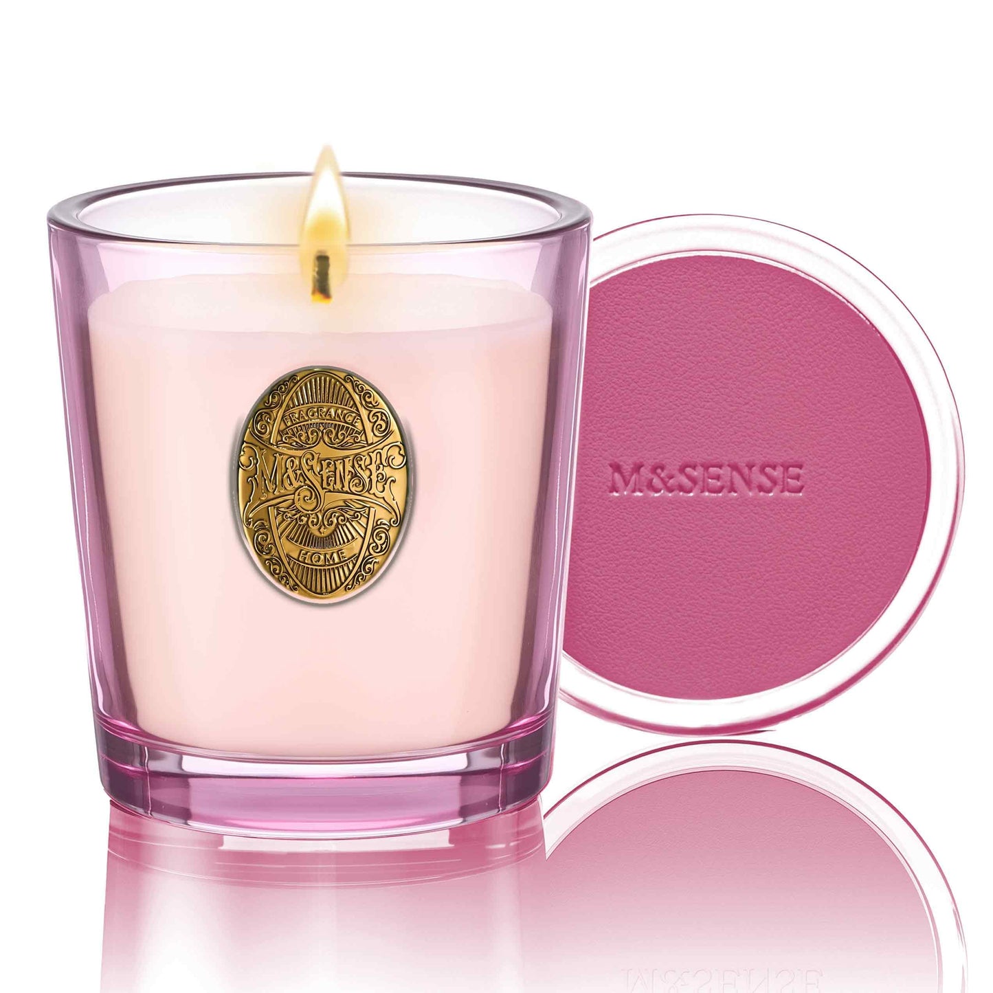 M&SENSE Natural Soy Candle | Saltwater Rose & Pink | 9.2 oz, 50H Burn Time | Candle Gift for Her | Scented Candle for Valentine’s Day