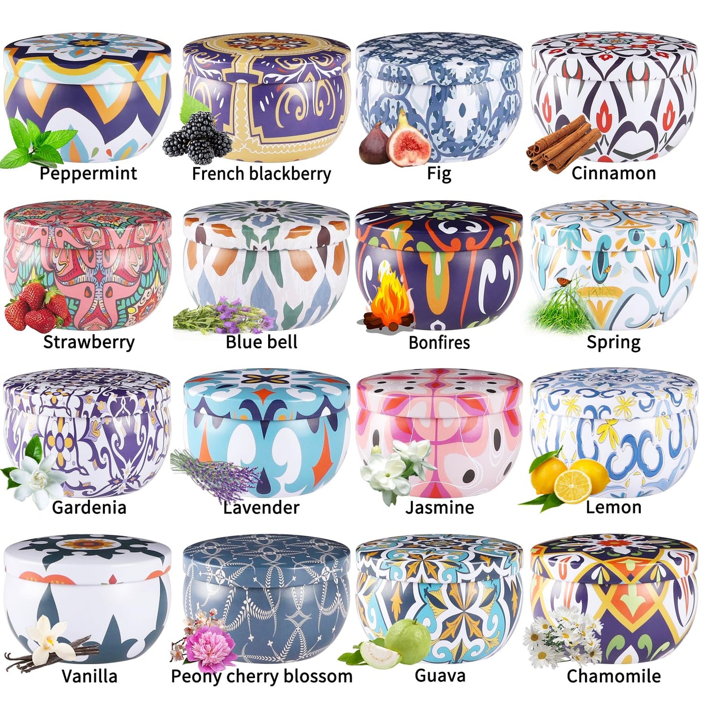 Wfmolcand 16 Pack Small Scented Candles Set-2.5 oz Aromatherapy Candle 100% Natural Soy Wax-Portable Travel Tin Candle for Woman Home Décor Birthdays Meditation