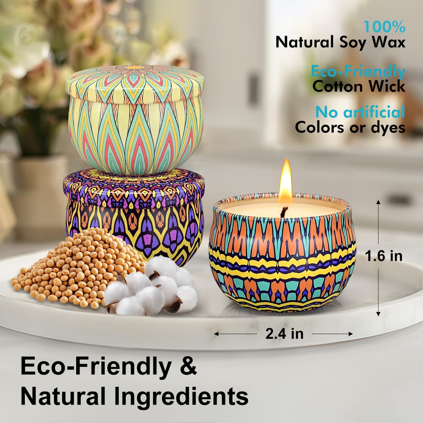 Scented Candles Gift Set, 48 Pack Candles for Home Scented, 1200 Hour Long Lasting Soy Candle, Birthday Gifts for Women, Aromatherapy Candle for Stress Relief, Relaxation, Bath, Yoga