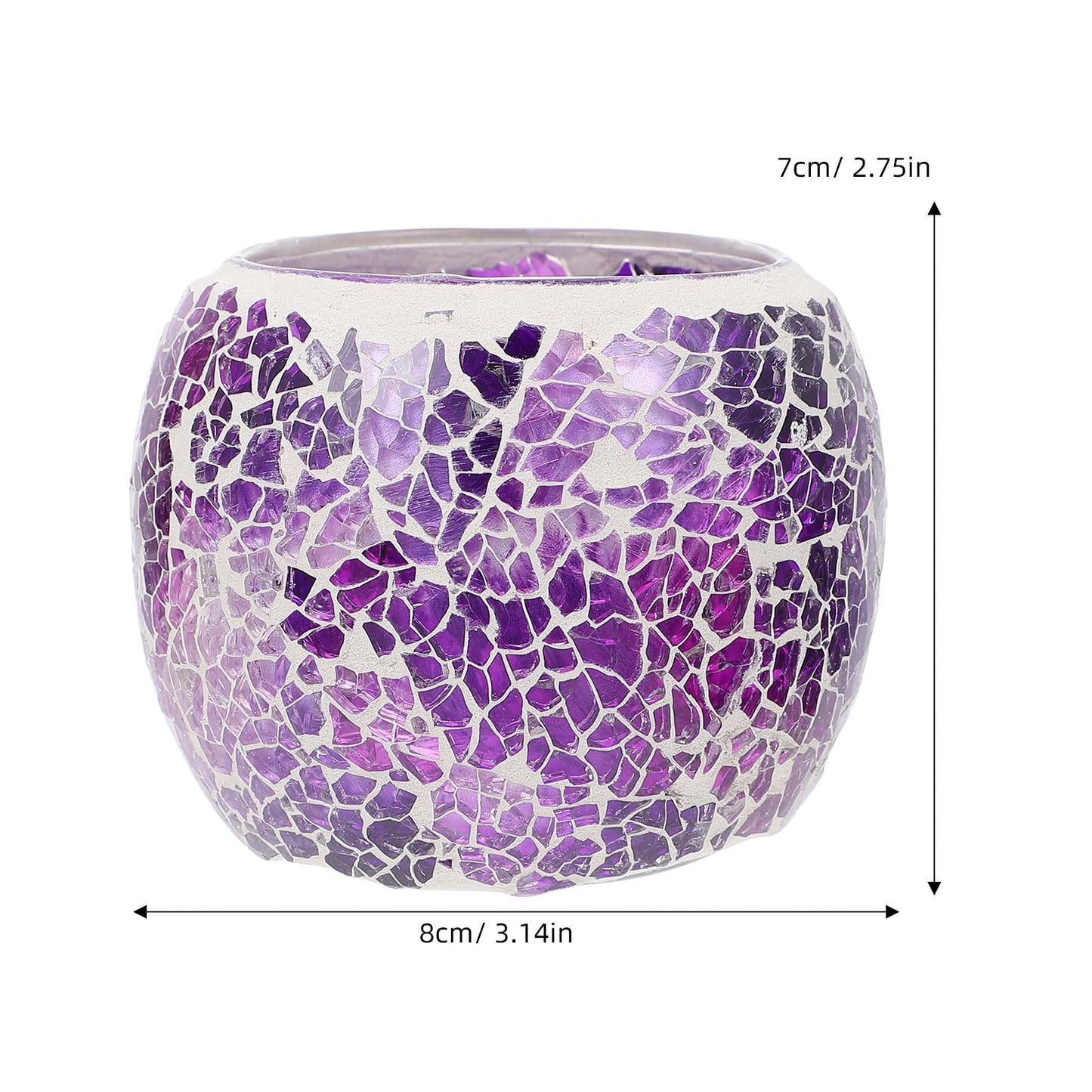 HOOTNEE European Style Mosaic Glass Candleholder, Purple Table Decor for Romantic Dining, Restaurant Candlestick, Decorative Glass Candle Stand for Home and Wedding Centerpiece