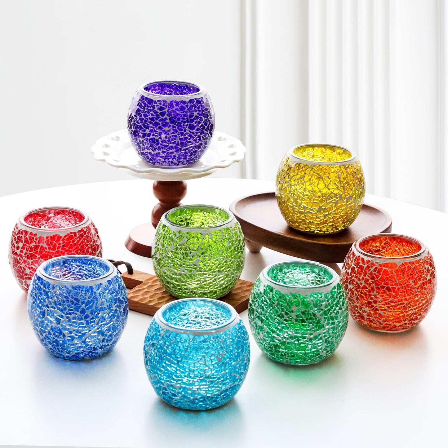Lime Green Glass Votive Candle Holder – Crackle Votive Style, Perfect for Weddings & Home Decor (1 Pack)