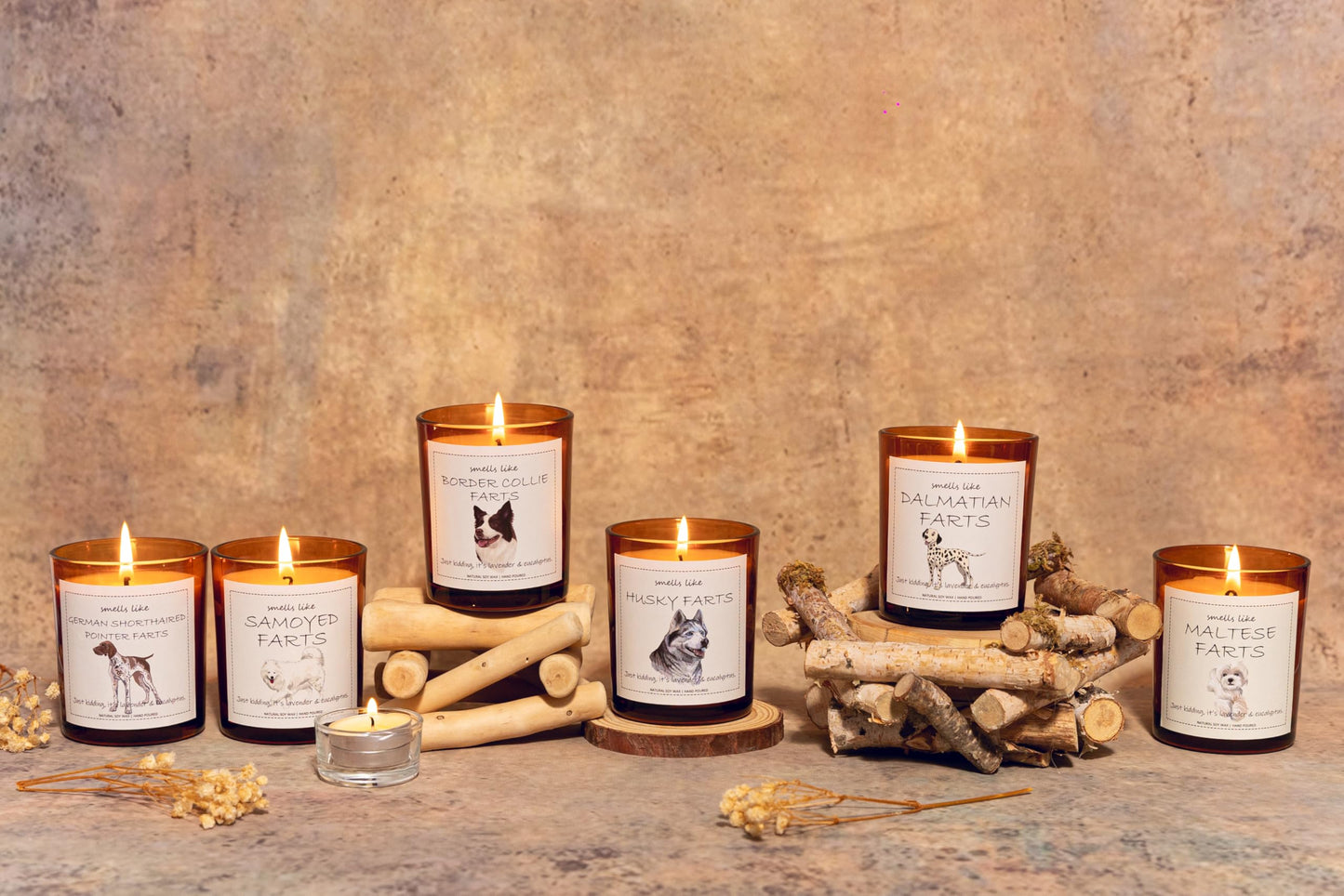 Husky Gifts & Decor, Siberian Husky Gifts, Gift for Dog Lovers, Smells Like Dog Farts Candle - Lavender & Eucalyptus, Crafted by Natural Soy Wax & Natural Essential Oils