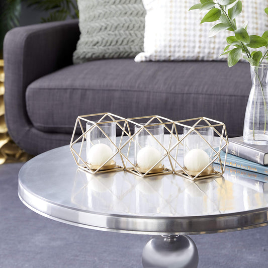 Deco 79 Modern Metal Solid Candle Holder, 15" x 5" x 5", Gold