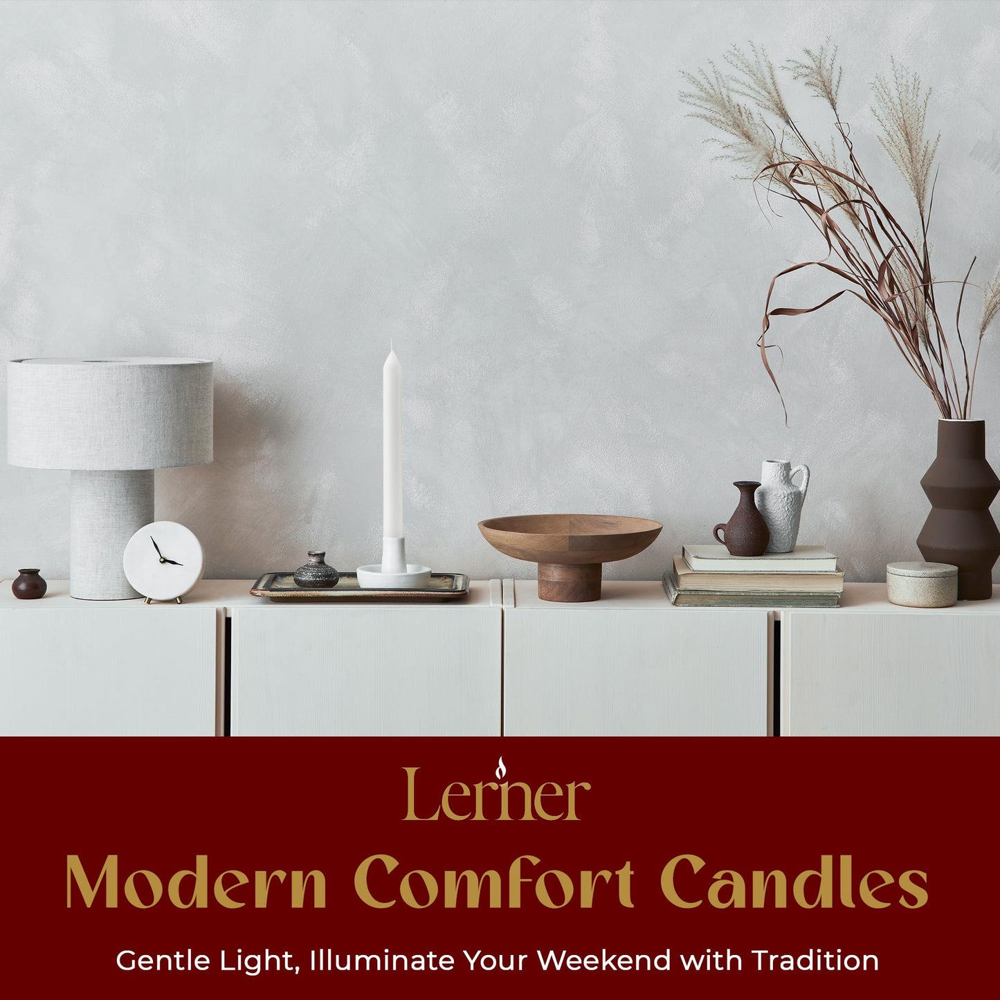 Lerner White Household Candlesticks, Pack of 72 | 5-Hour Burning Time | 6 Inch Tall Dinner Candles | 100% Dripless | Shabbat Candles | Candlesticks for Holidays, Churches, Décor, Emergencies