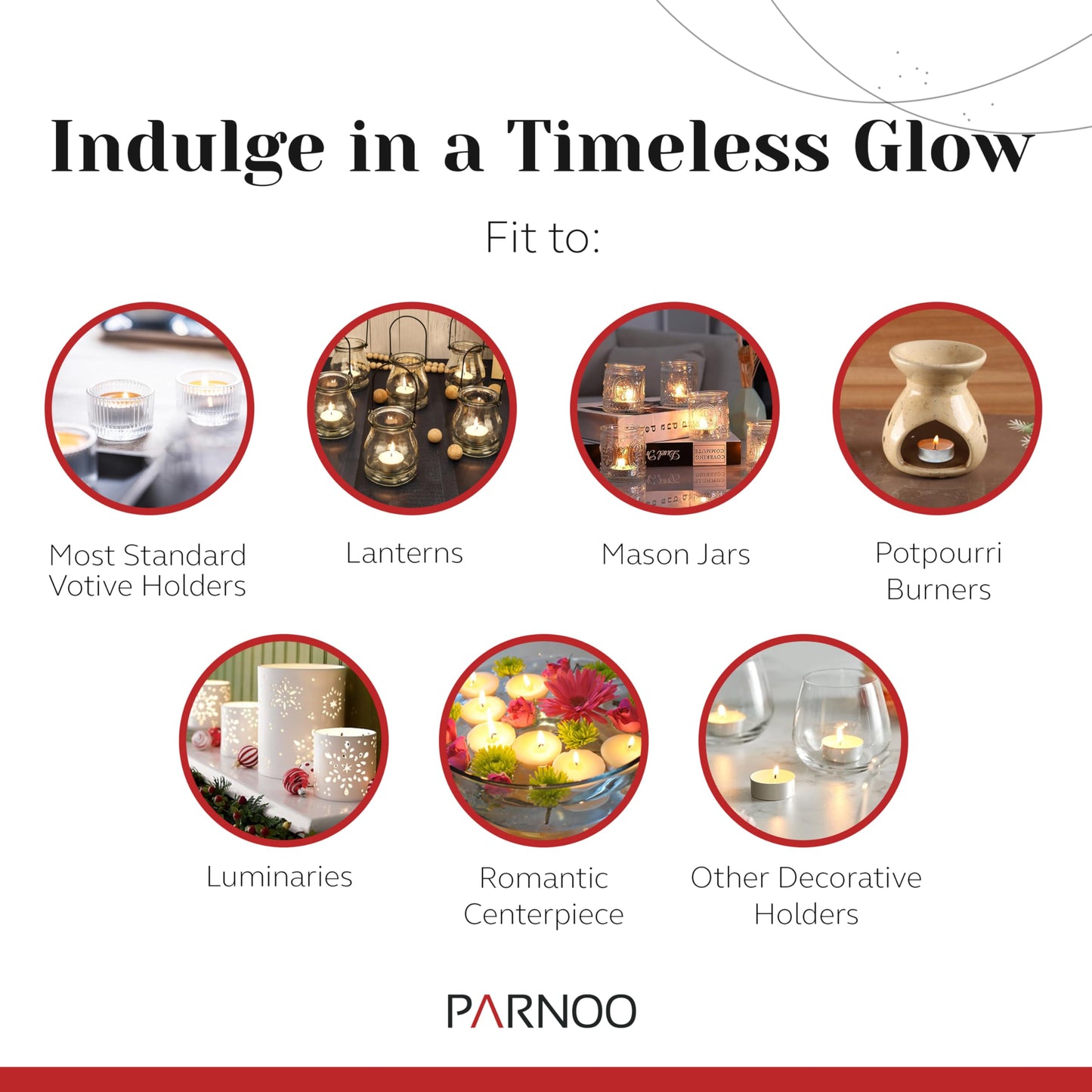 Tea Light Candles in Metal Cups - 4.5 Hours Clean, Long Burning White Unscented - 250 Votive Candles Bulk for Romantic Dinner, Wedding, Spa & Hotels by PARNOO