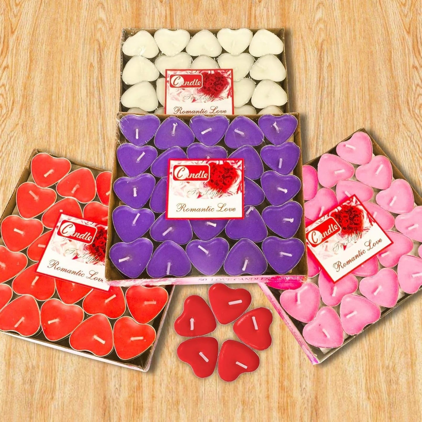 IJRPLM 50 Pack Heart Shaped Tealight Candles, Romantic Love Unscented Tea Lights Candles, Dripless & Long Lasting Smokeless, Mini Tealight Candle for Wedding Party Home Decor, Purple