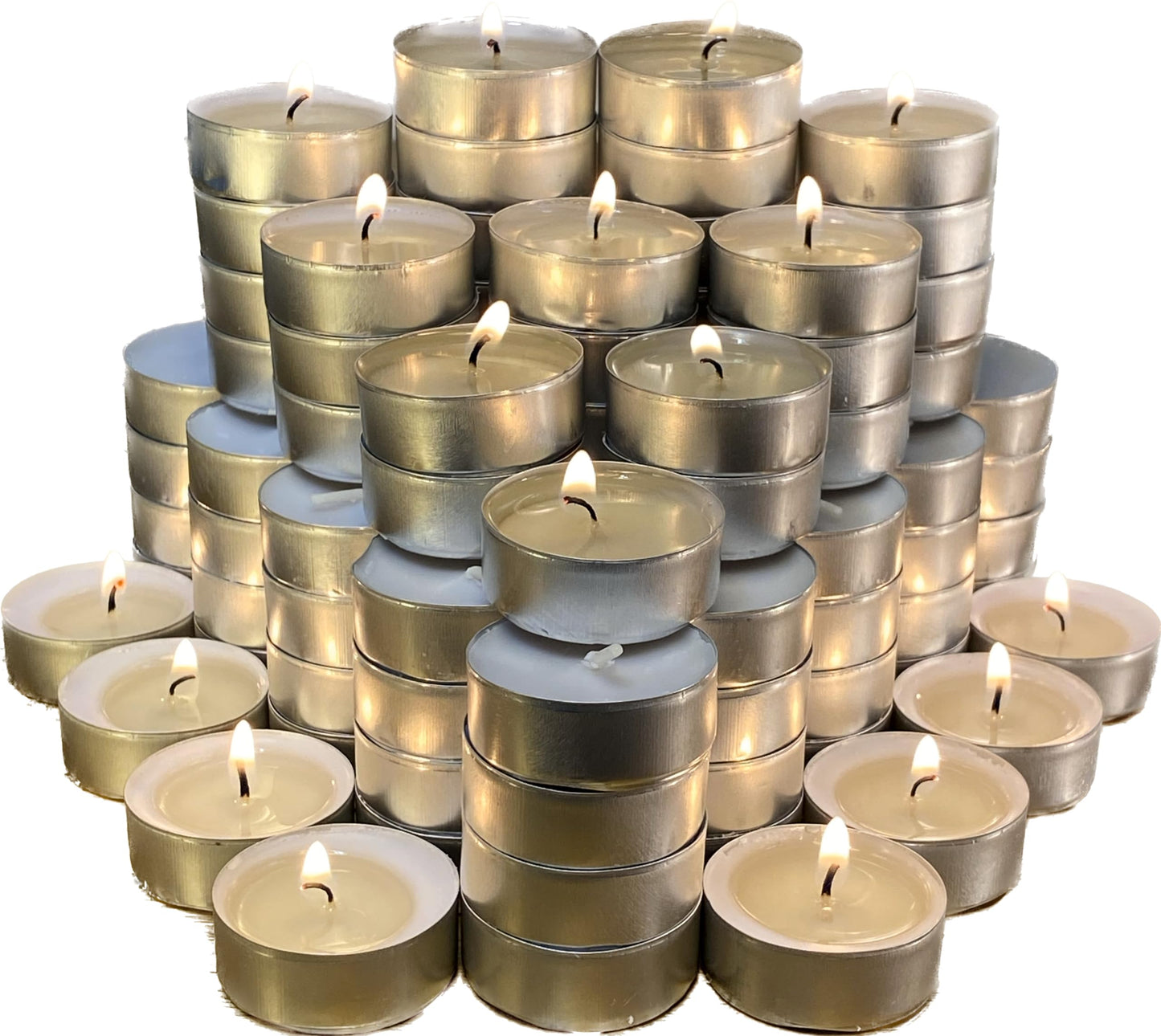 Generic Premium European Wax Tea Light Candles - Bulk Pack of 100 | Long-Lasting, Smokeless & Dripless | Ideal for Weddings, Romantic Nights & Home Decor (200 of Pack), White