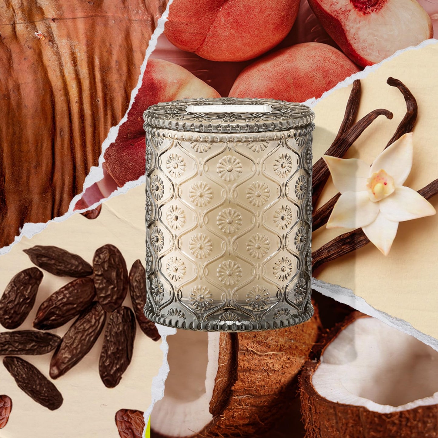 LA JOLIE MUSE Island Coconut Scented Candle – Coconut, Peach & Vanilla | 6oz Luxury Soy Candle | 40 Hours Clean Burn| Gift-Ready for Hosts & Gatherings | Elegant Home Décor