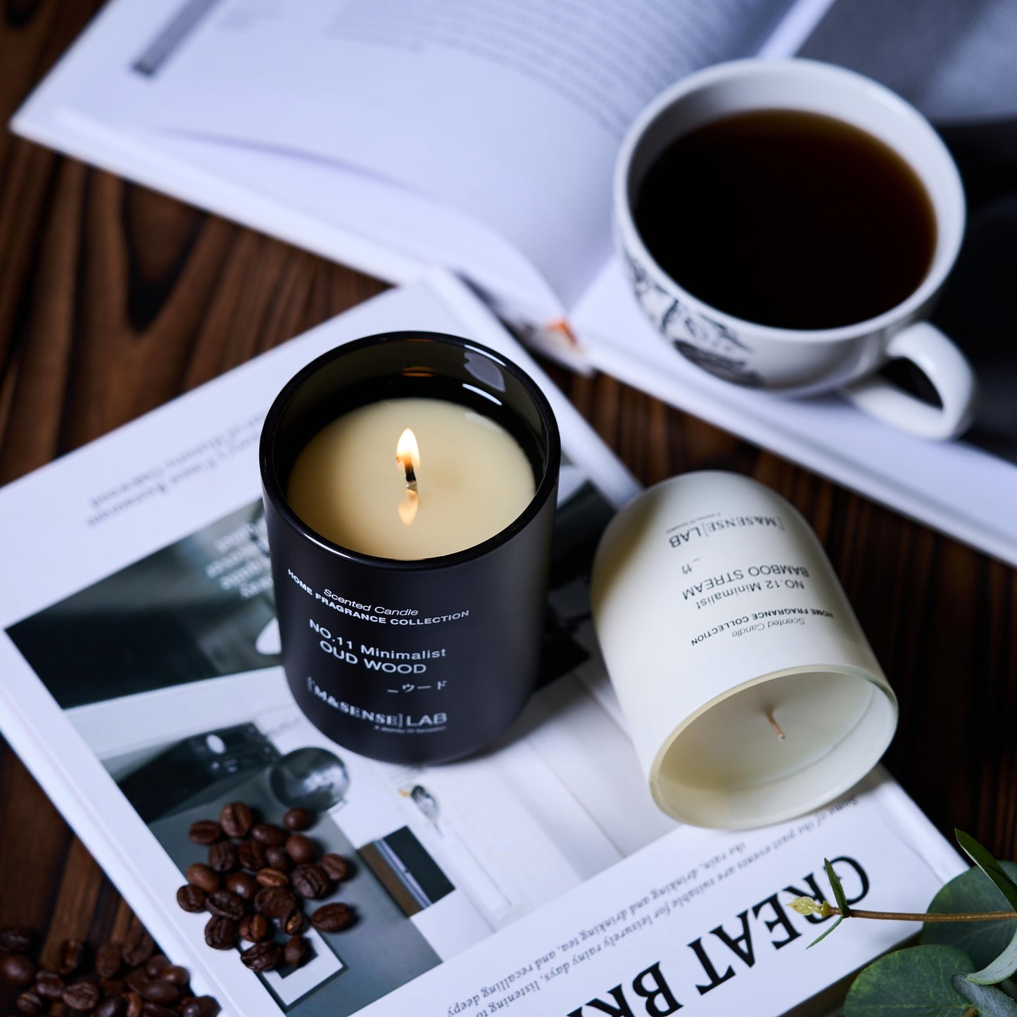 M&SENSE Natural Soy Large Candle| Bamboo Stream | 16.6 oz, 95H Burn | Mini Spring Scented Candles for Relaxation, Meditation, Home Décor | for Bedroom, Office, Party