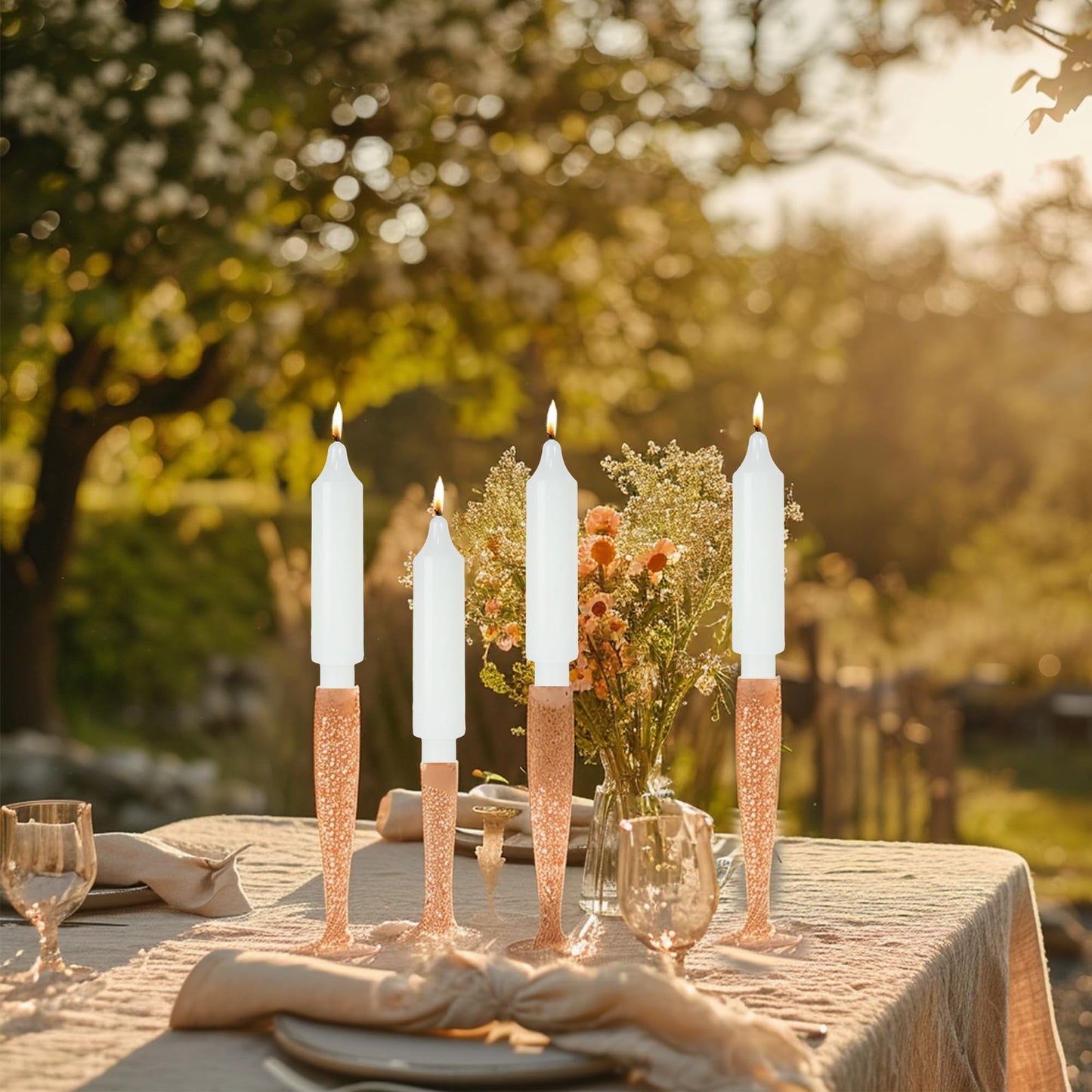 MAITREYA Ivory Short Taper Candle Candlesticks Dripless Dinner Candle for Wedding Party Decoration Home Dinner,6.5inch,4 Pack