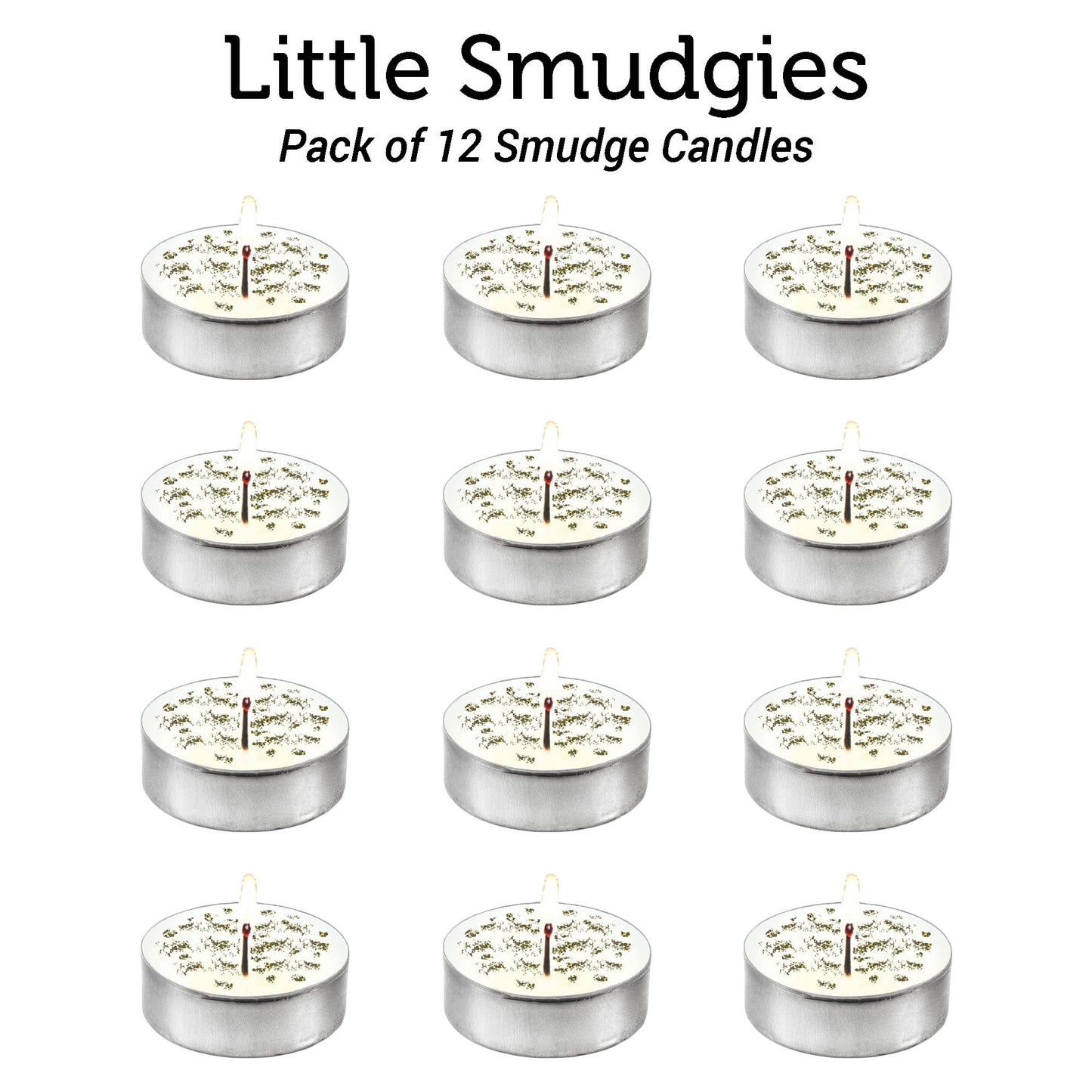 SOUL STICKS 12 Pack Little Smudgies Tealight Candles Smudge Candle for Cleansing House, Meditation, Chakra Healing | Made with Crystals and Herbs (White Sage & Peppermint)