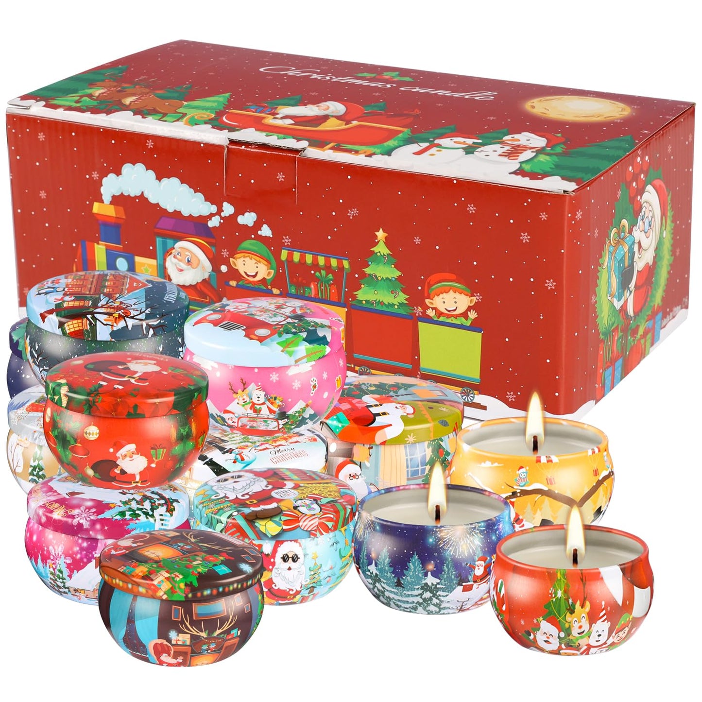 Pliadvbu 16Pack Christmas Candles Gift Set, Long Lasting Burning Natural Soy Wax 2.5oz Scented Candles with Essential Oils for Home Scented, Thanksgiving Birthday Gift Christmas