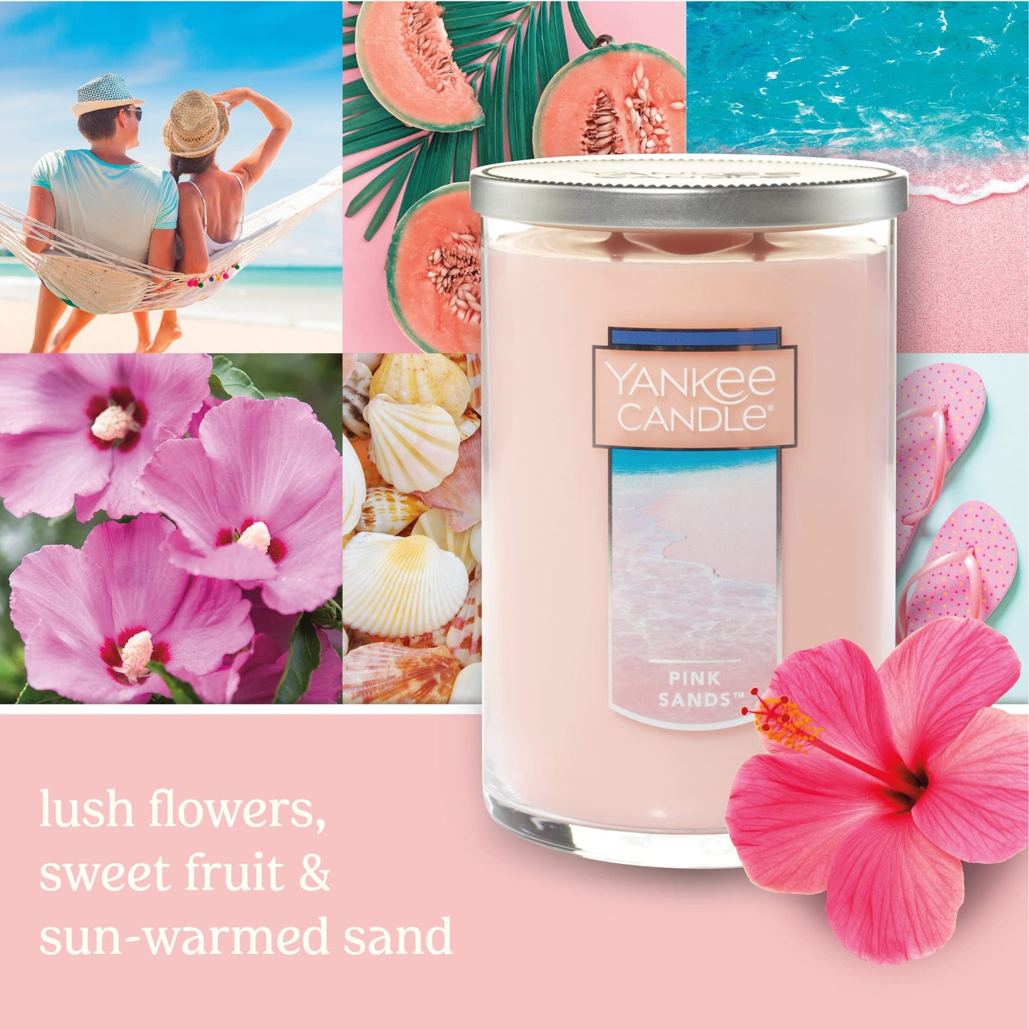 Yankee Candle Pink Sands Scented Classic 22oz Large Tumbler 2-Wick Candle Over 75 Hours of Burn Time Premium Quality Exotic Island Escape