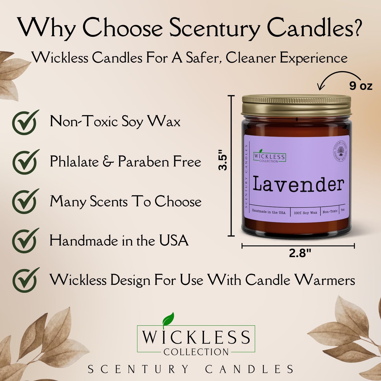 Wickless Linen Scented Candles for Candle Warmer Lamp, Many Scents to Choose, Flameless Non-Toxic Soy Wax, Birthday Gift Candle for Women or Men, Odor Eliminating, Handmade in The USA (Lush Linen)