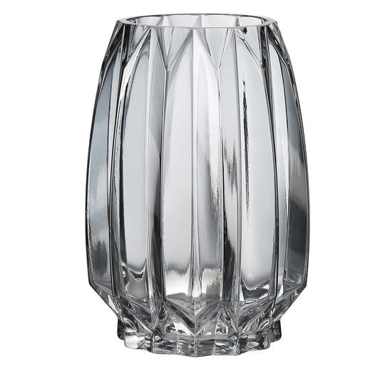 Lucky Bird Modern Black Grey Ribbed Glass Vase for Flowers, Candles and Decorative Accents - Tall/Short Glass Vase for Centerpieces Home Table Decor(Grey H7.87in)