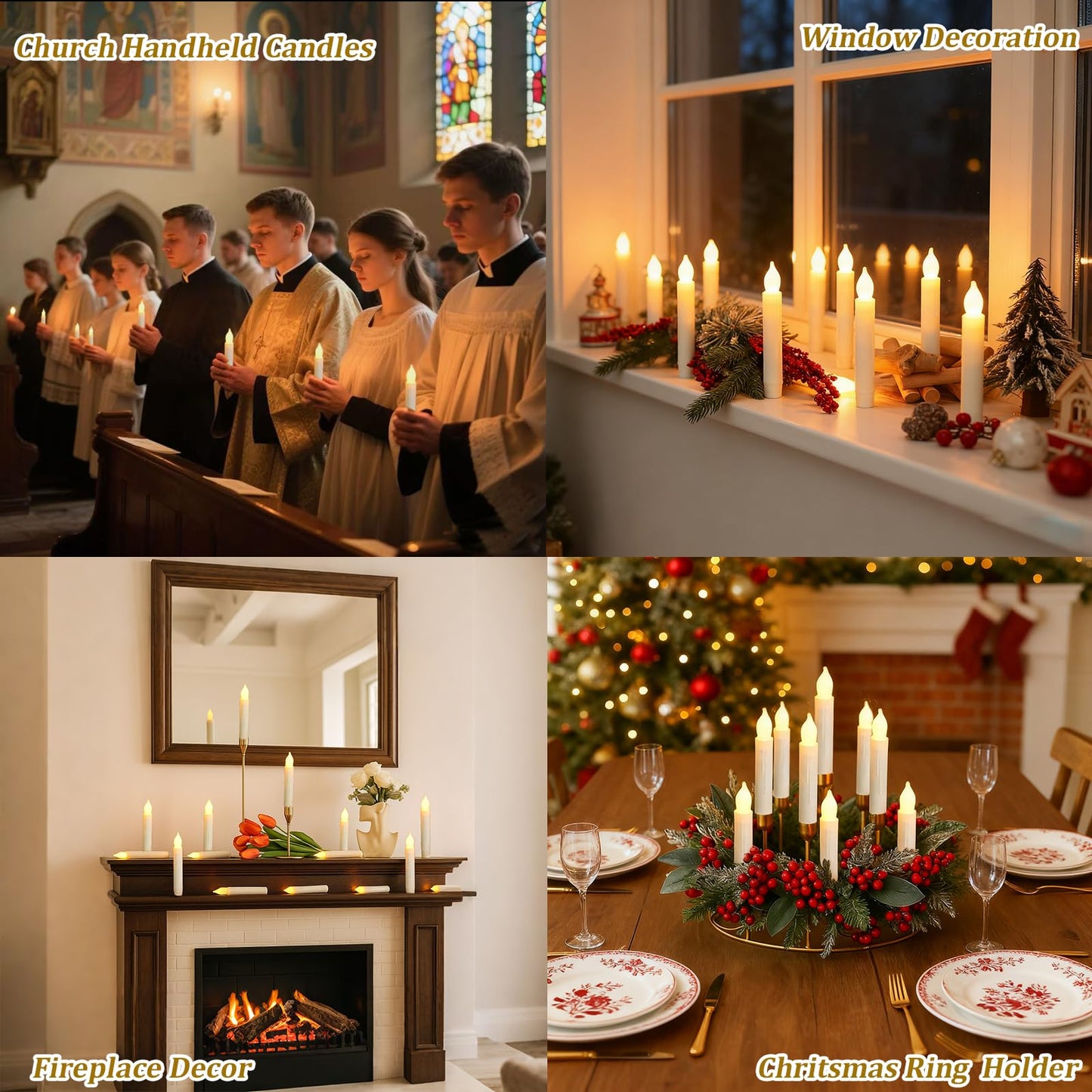 MUMCHASI Flameless Candles Battery Operated Candlesticks Flickering Led Candles Electric Flameless Taper Candlesticks Church Wedding Party Kids Home Decor H: 6 inches 12 Packs No Remote