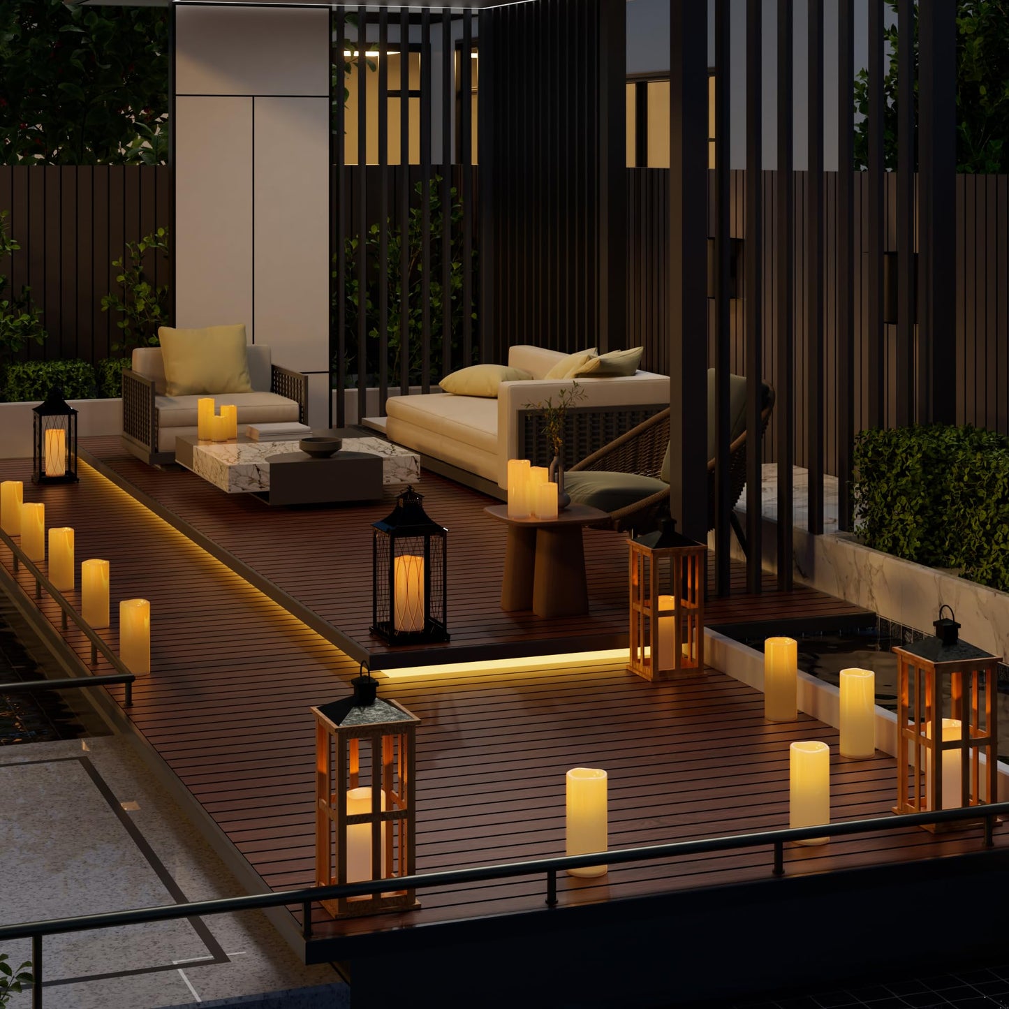 Yongmao 6" 8" 10" x 4" Ivory Large Waterproof Outdoor Flameless Candles Battery Operated LED Flickering Pillar Candles with Remote and Timer for Indoor Outdoor Lanterns, Long Lasting, Set of 3