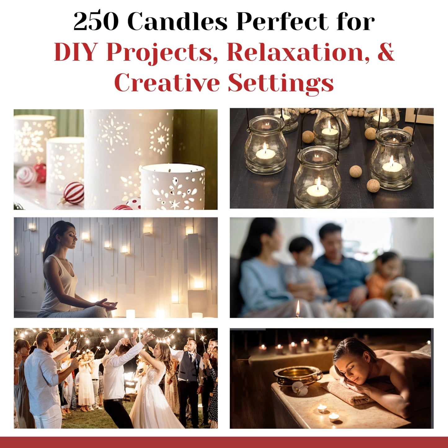 Tea Light Candles in Metal Cups - 4.5 Hours Clean, Long Burning White Unscented - 250 Votive Candles Bulk for Romantic Dinner, Wedding, Spa & Hotels by PARNOO