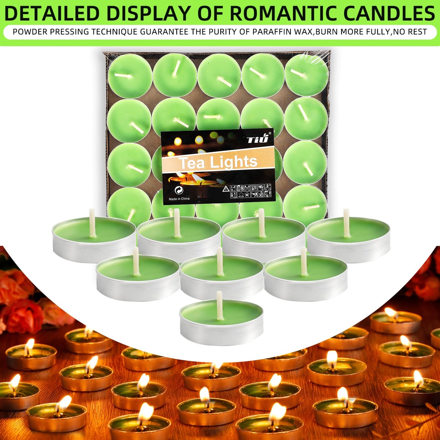 Dyrfolm 100 Pack Tea Lights - Smokeless, Unscented, Dripless & Long Lasting Mini Tealight Candles for Home, Weddings & Parties (Red)