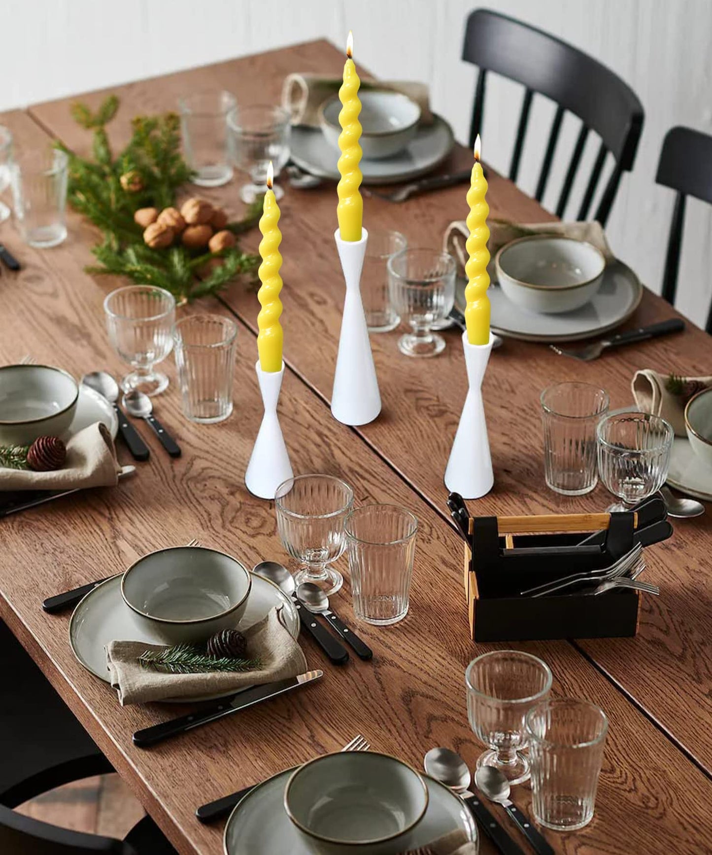 LPUSA Green Spiral Taper Candle Sticks for Holiday Wedding Party Wax Unscented Dinner Candle Dripless,Birthday Gift Christmas Gift H 7.5 Inch, 4pcs（Gradient Green）
