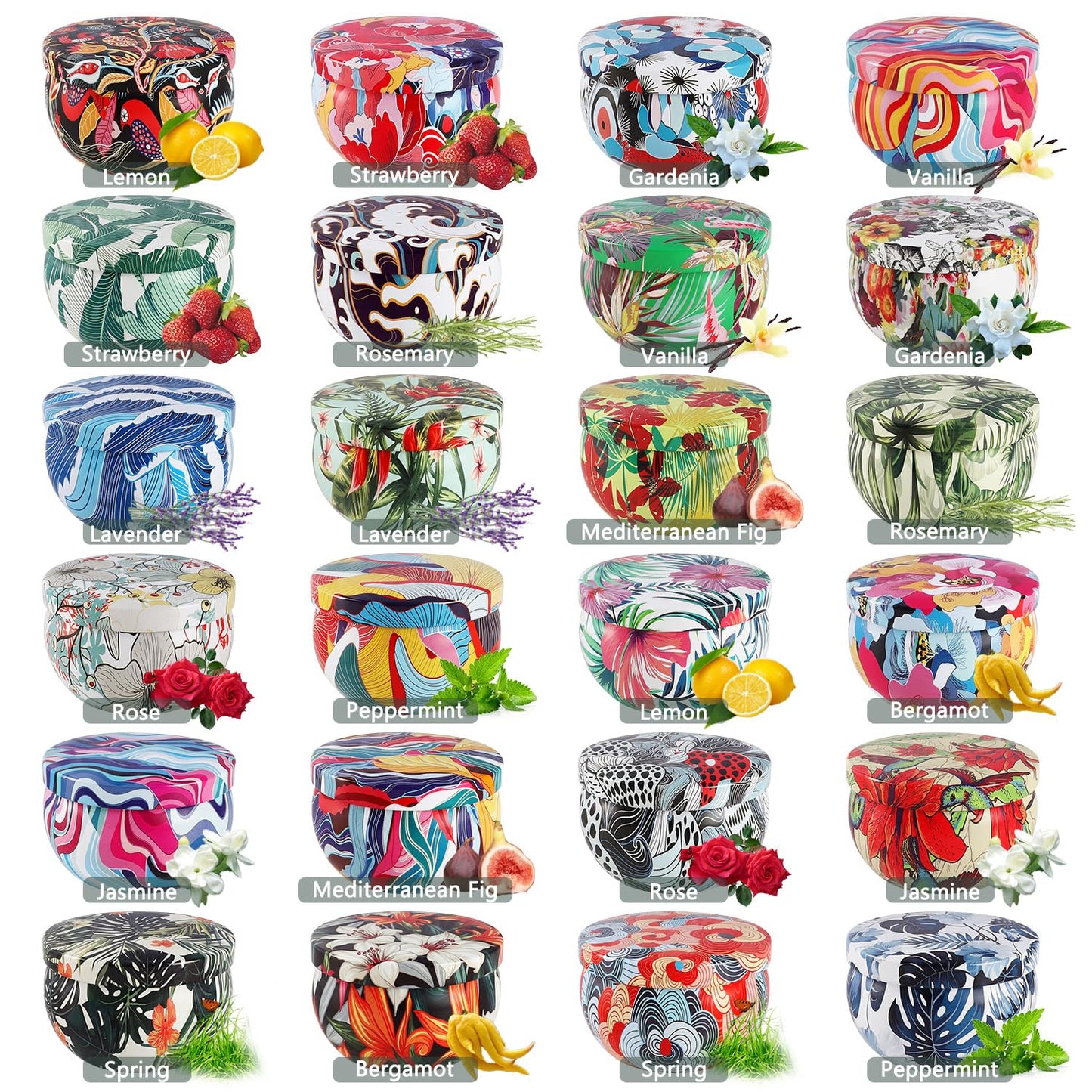 WPONSZU Set 24 Pack Scented Candles Gifts Soy Wax Travel Tin Jar Candles for Home 2.5 OZ jar Candles for Mom for Christmas, Birthday, Thanksgiving, Mother's Day