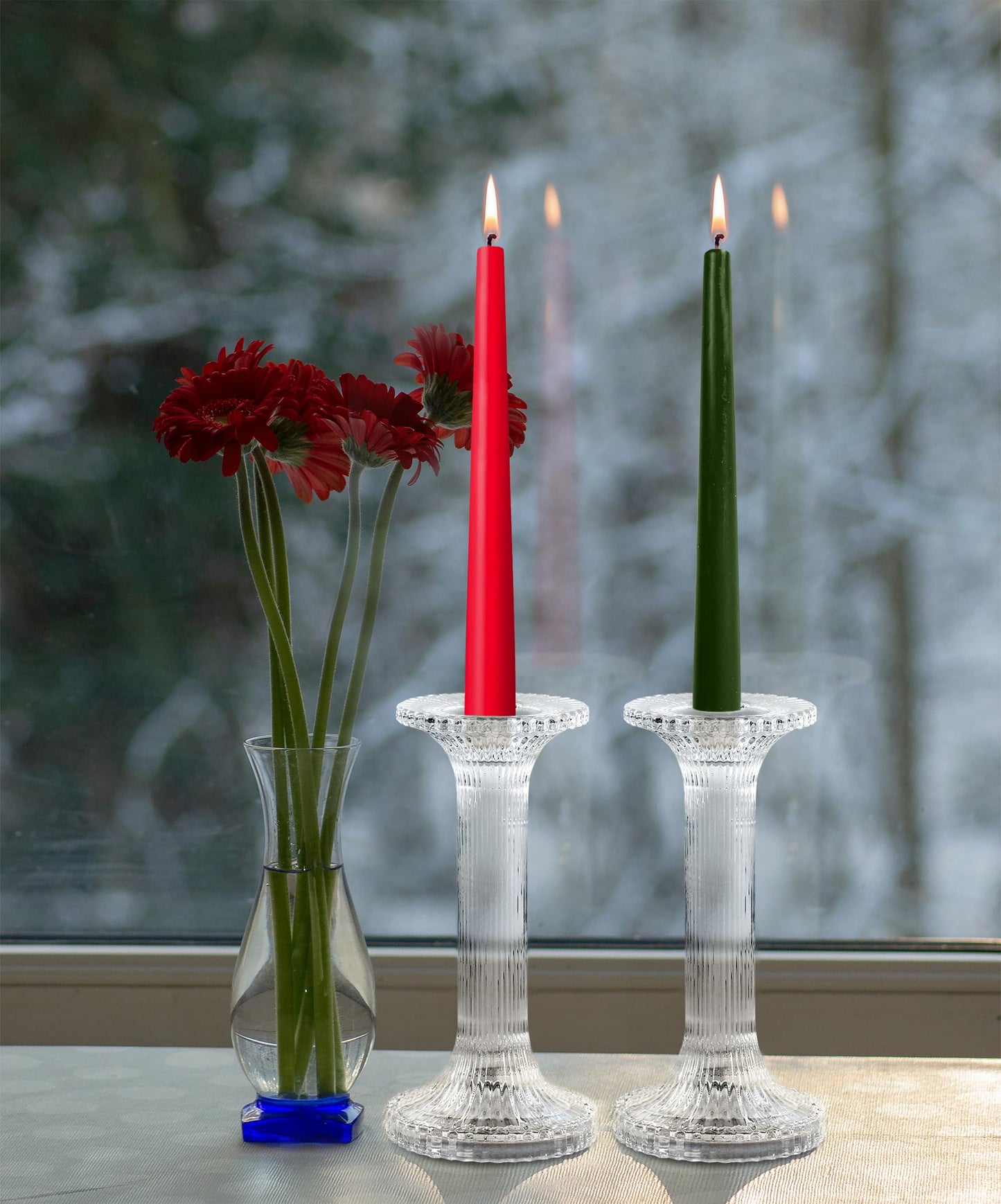 Hyoola Christmas Candles - Green and Red Taper Candles 10 Inch Dripless - 4 Pack Unscented Holiday Candles - European Made