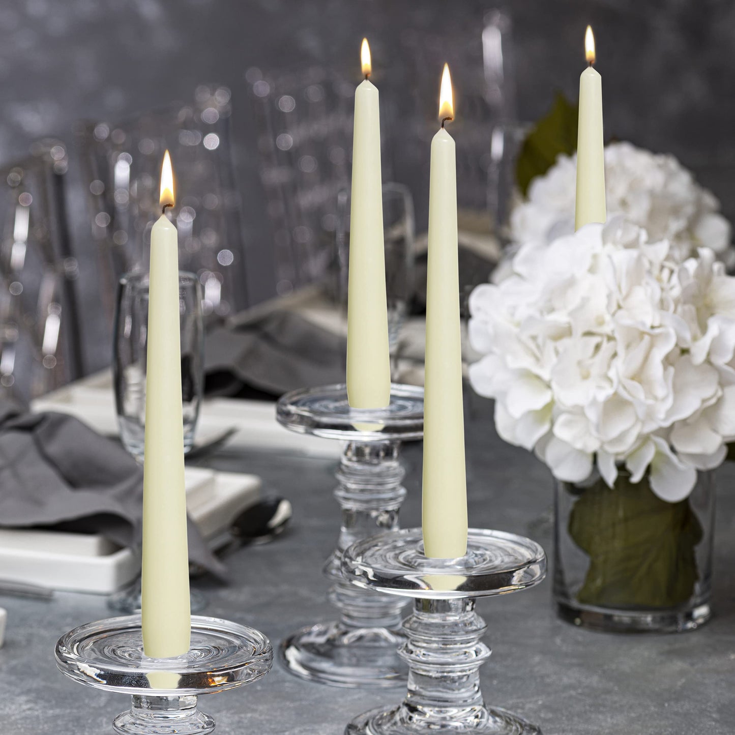 BOLSIUS Ivory Taper Candles 100 Count Bulk Pack - 10 Inch Dinner Candle Set - 7+ Burn Hours - Premium European Quality - Smooth Flame - 100% Cotton Wick - Smokeless & Dripless Household Candlesticks