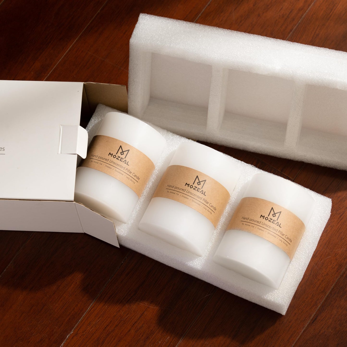 MOZEAL 3" x 6" Hand-Poured Unscented Candle,Dripless Pillar Candle Set of 3,Long Lasting Burning,Approx 120 Hours Burn Time,Rustic Country Style,for Wedding,Dinner,Christmas and Home Decor,Black