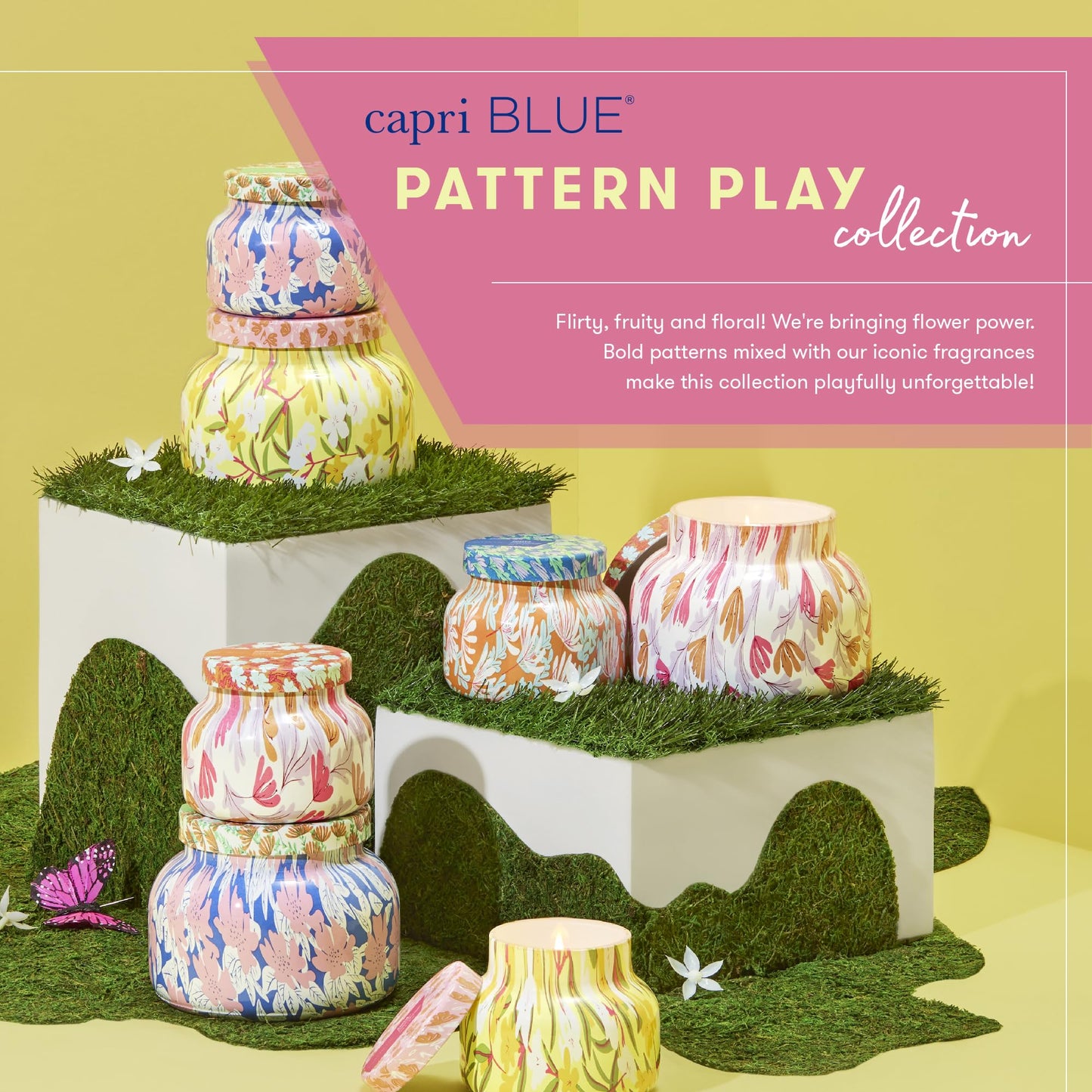 Capri Blue Scented Candles - Pattern Play Glass Jar Candles - Long Lasting Soy Wax Blend - Luxury Home Decor - Notes of Orchid, Jasmine, Gardenia & Floral Musk - Gifts for Women (Aloha Orchid, 8 oz)