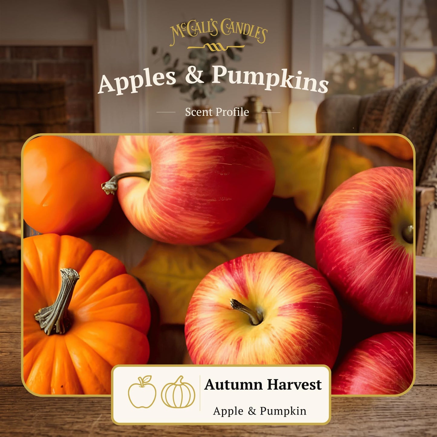 McCall’s Candles | Apples & Pumpkins | 16 oz Scented Candle | USA-Poured | Vintage Rustic Jar with Carrying Handle | Warm Spiced Harvest Fragrance