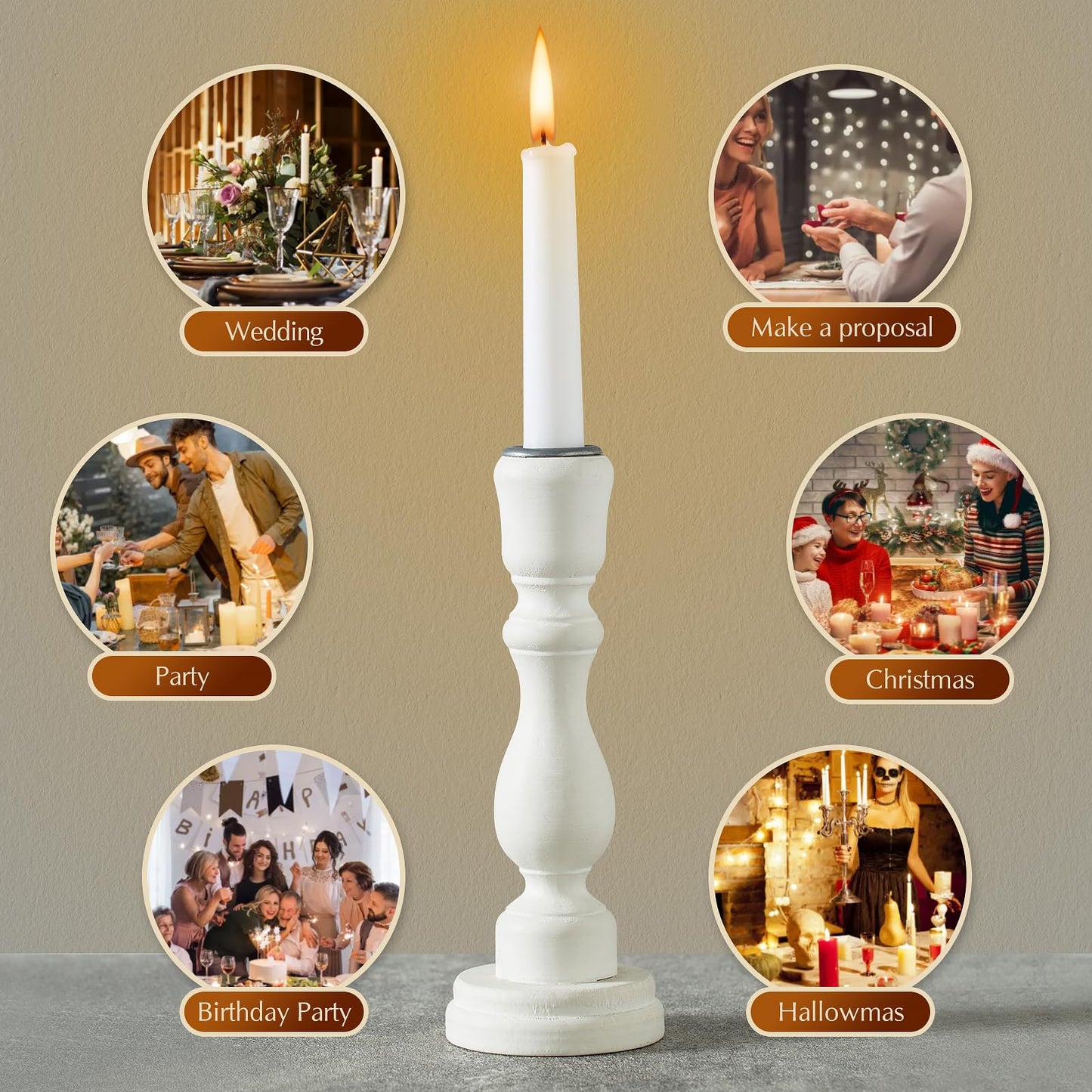 Pandaing 36 Pack White Taper Candles, 6-7 Hours Burn Time, Unscented and Smokeless, 4/5 x 10 Inch Dinner Candle Set for Household, Wedding, Party and Home Décor Candlesticks