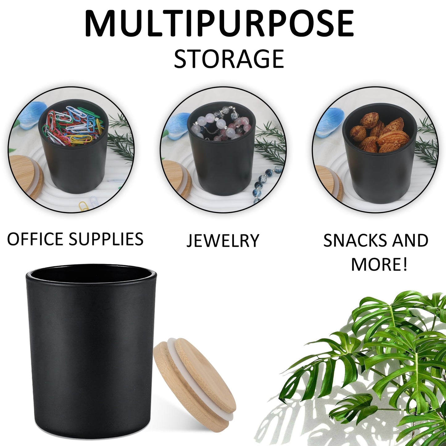 MILIVIXAY 20 Pack 7 OZ Matte Black Thick Glass Candle Jars with Lids - Bulk Empty Candle Jars for Making Candles - Spice, Powder Containers.