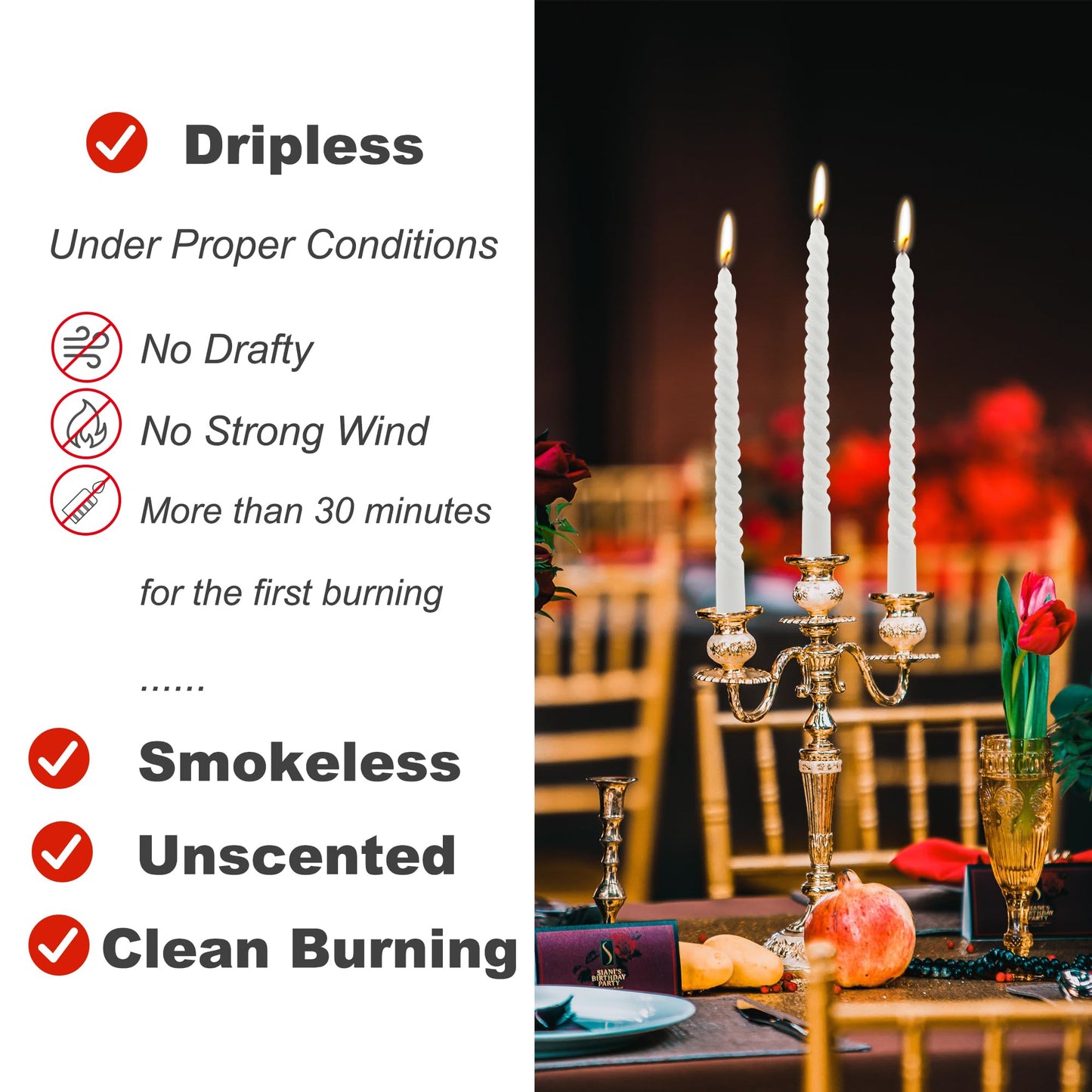 8 Pack 10 Inch Smoke-Gray Spiral Taper Candles Long Burning Dripless Candles for Party Dinner Home Decor Wedding and Celebrations