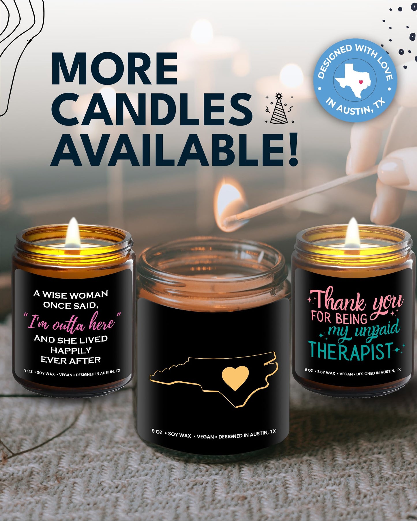North Carolina Candle, Unique North Carolina Themed Gifts for Men and Women, Best NC State Gifts for Moving Away, Thoughtful Home Sick Presents, Ideal for Birthday, Christmas, Graduation, Gift Ready