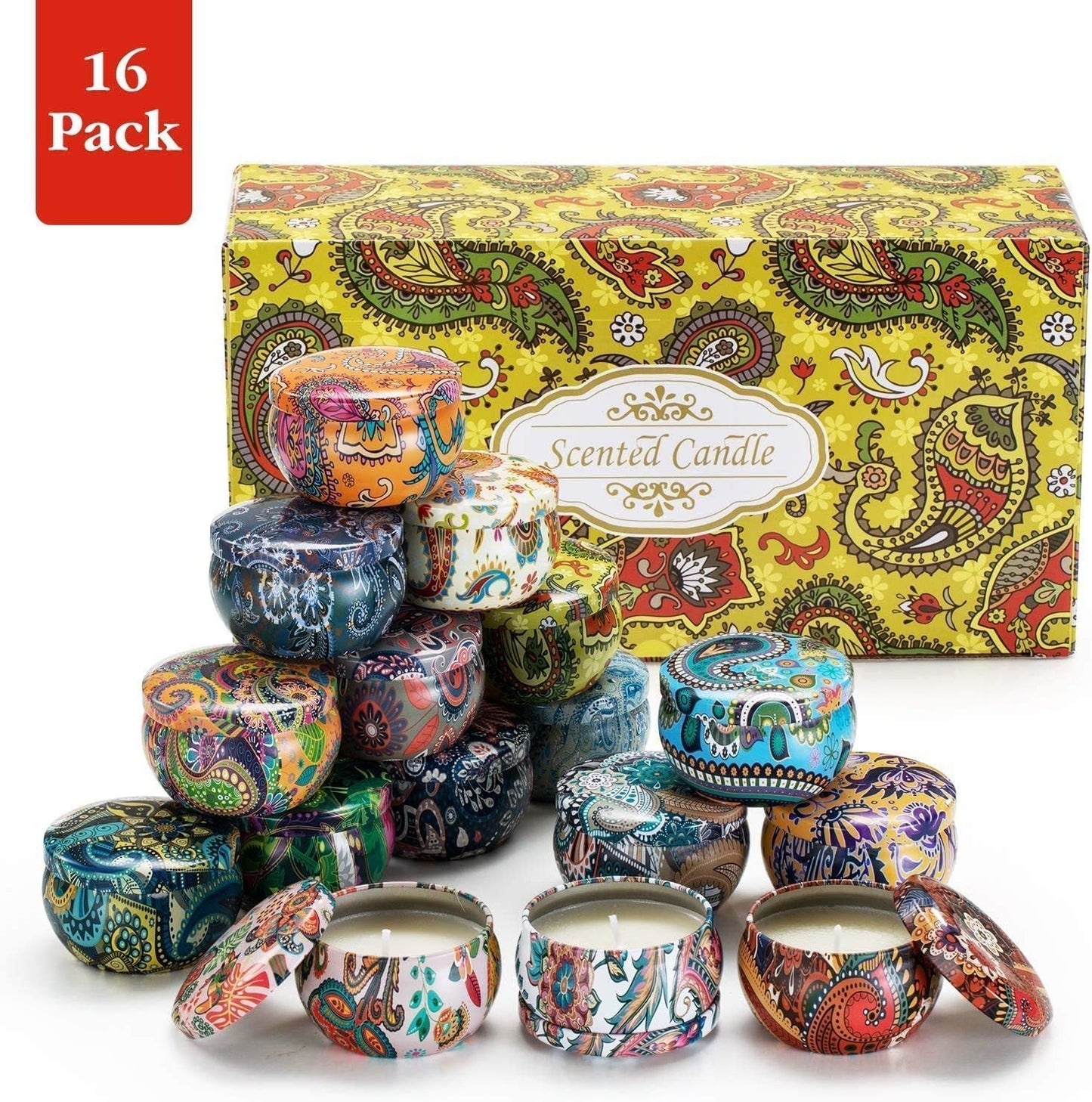 YOROXRG Set 16 Pack Scented Candles Gifts Soy Wax Travel Tin Jar Candles for Home 2.5 OZ Scented Candles for Mom for Christmas, Birthday, Thanksgiving, Mother's Day…
