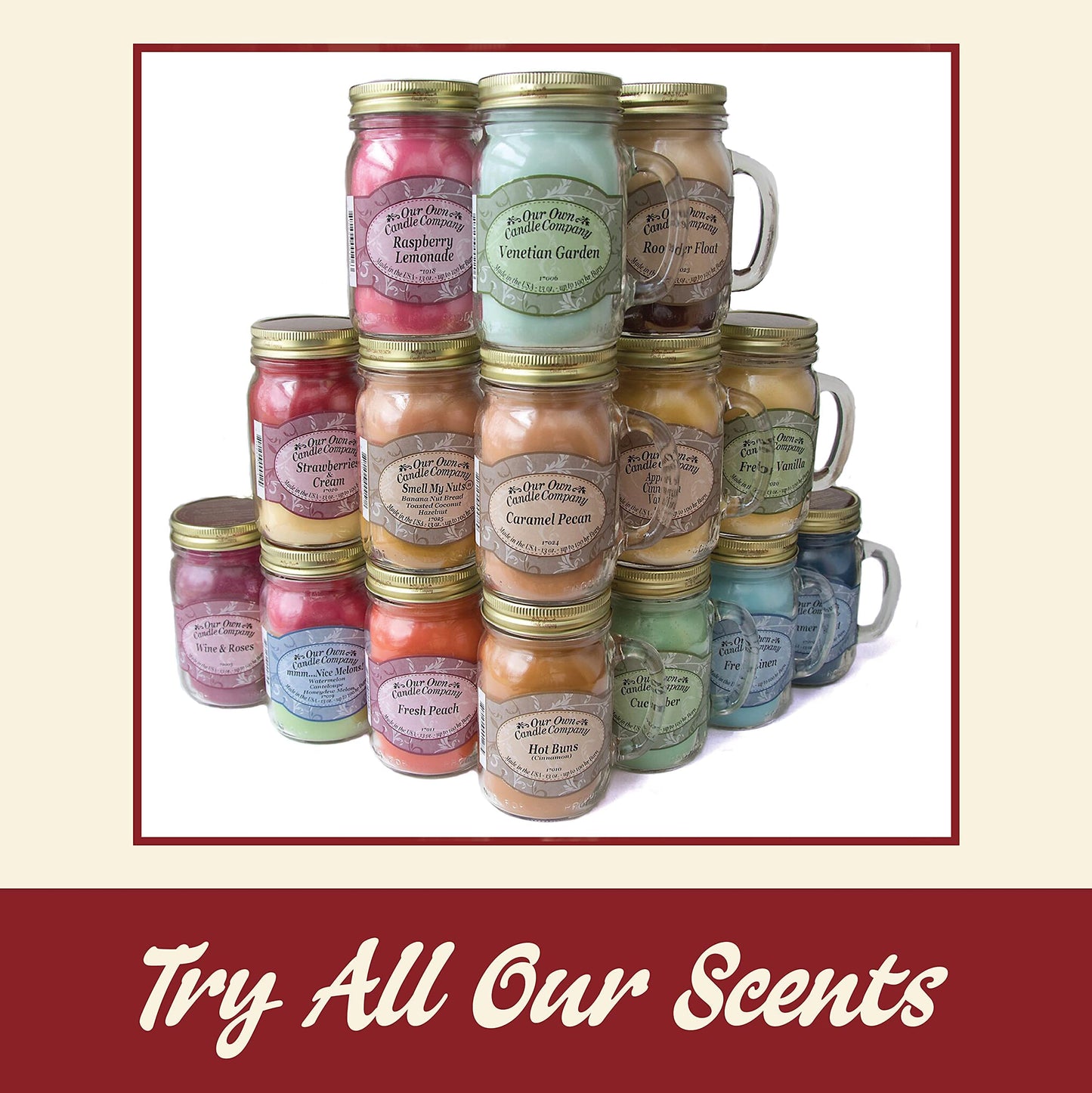 Our Own Candle Company, Fresh Linen Scented Mason Jar Candle, 100 Hour Burn Time,13 Ounces