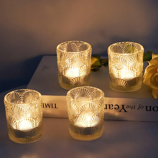 Woho 12Pcs Clear Votive Candle Holders Glass, Glass Tealight Candle Holder for Table Centerpiece, Vintage Tea Lights Candle Holder Decor for Wedding Table, Birthday Christmas Party