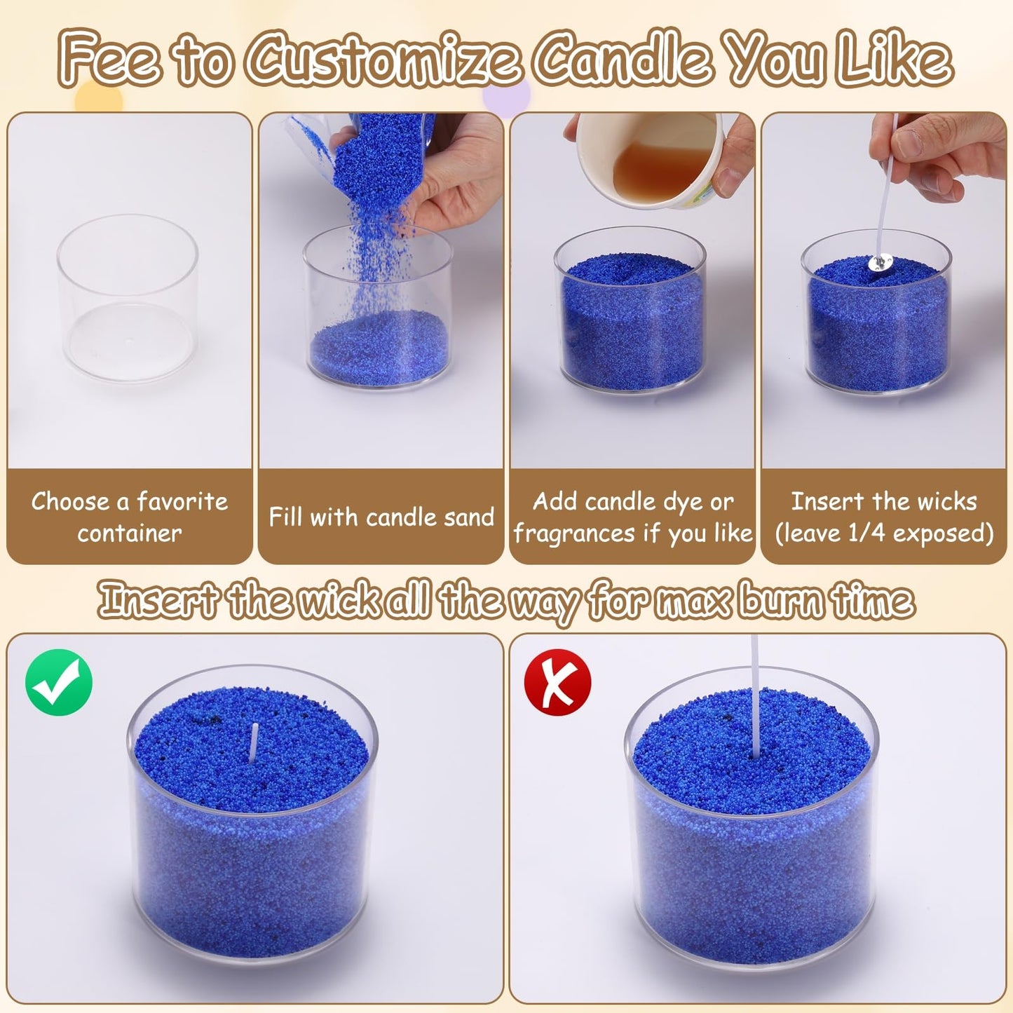 MECCANIXITY Pearled Sand Candles with 20 Pcs Wicks 7Oz / 200g Candle Beads Refillable Powder Sand Wax Making Kit for Thanksgiving Christmas Wedding Party DIY Home Crafts, Purple