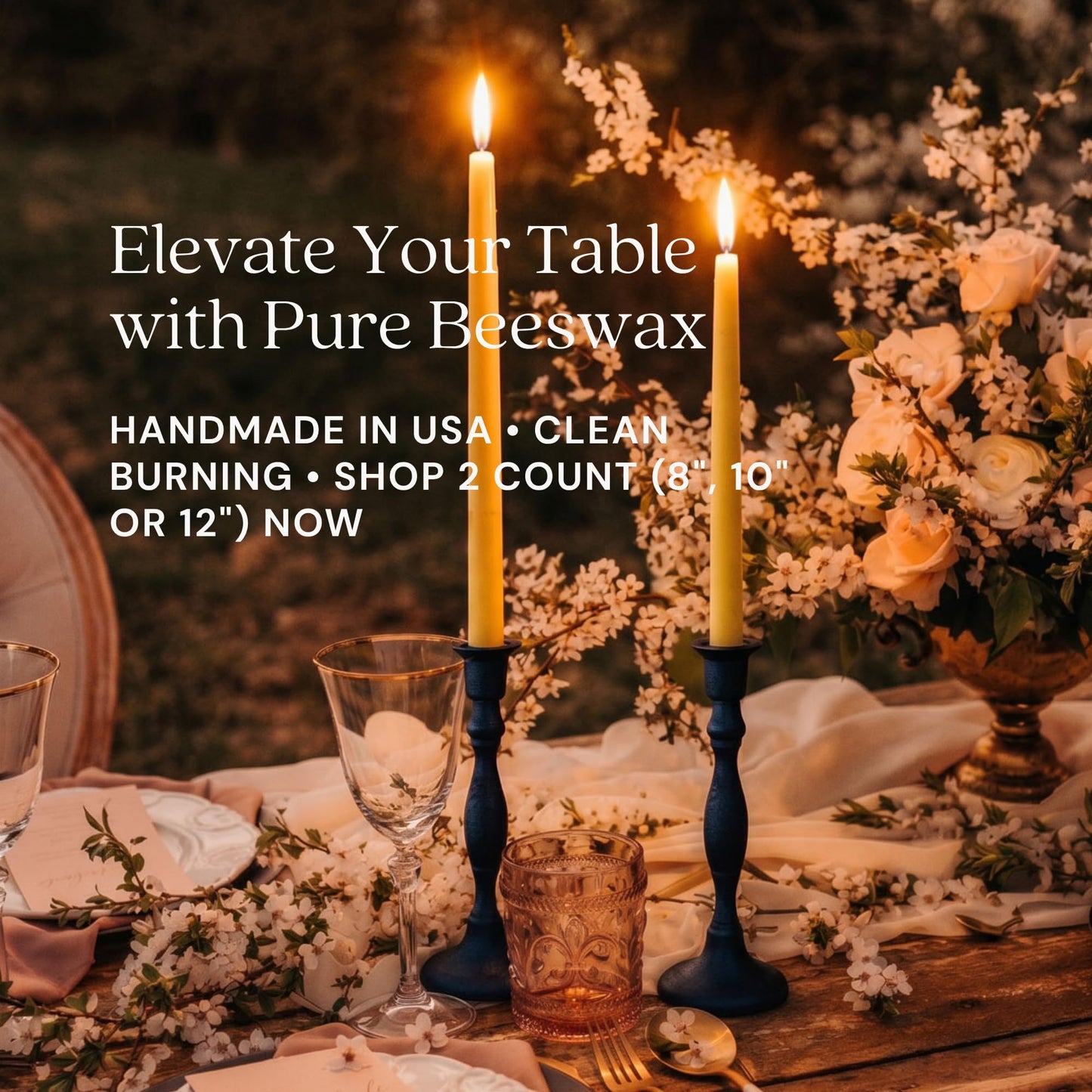 Bluecorn Beeswax Taper Candles, 100% Pure Natural Bees Wax, Pair of 12 Inch Burgundy Tapered Candlesticks, Clean Burning & Dripless, Fragrance Free, Long Lasting, Home Decor, American Made, 1 Count