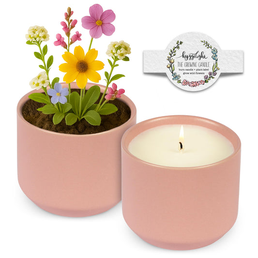 The Growing Candle, Unscented Fragrance Free Candles, 8oz Ceramic Pot, 100% Soy, Adelyn