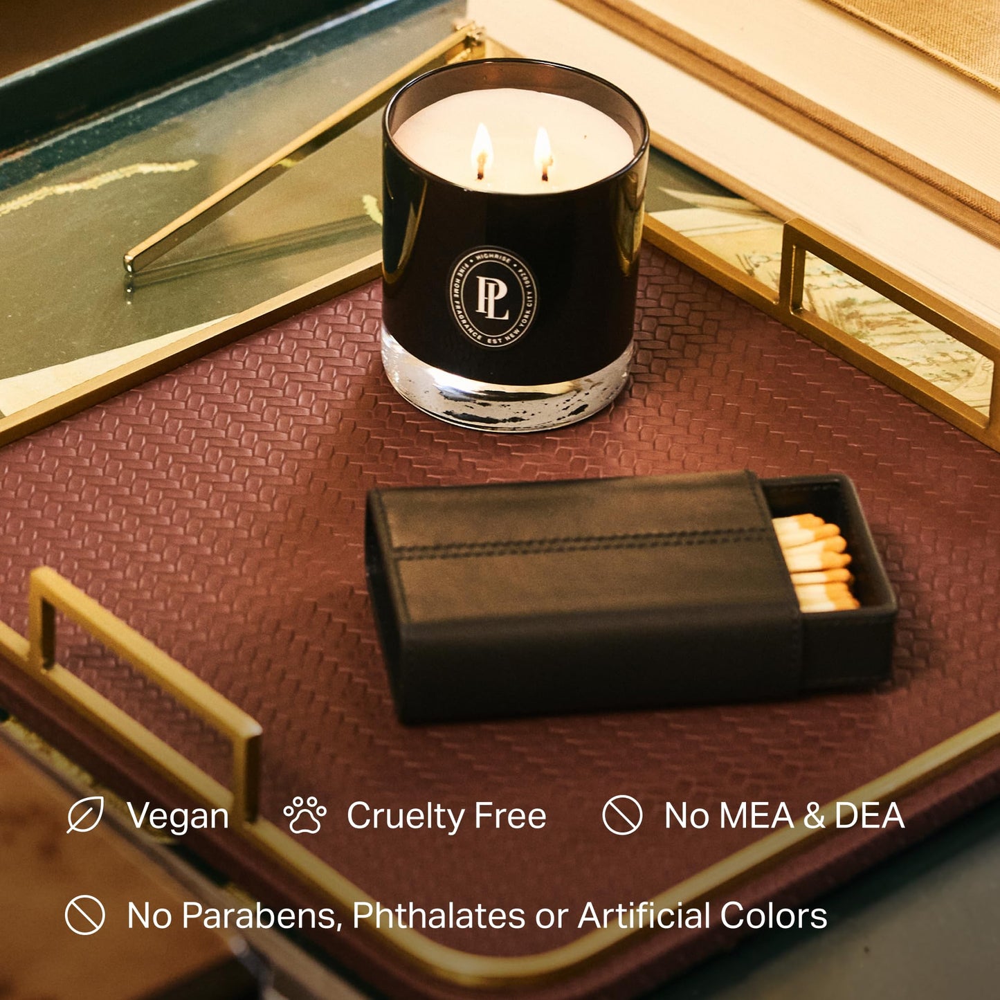 Preston Lane Luxury 2-Wick Scented Candle, Terrace View, 7.5 oz Hand-Poured in USA | Long Burn Time (20–30 Hrs), Vegan Soy Wax Blend, Decorative Glass Vessel, Fine Italian Fragrance