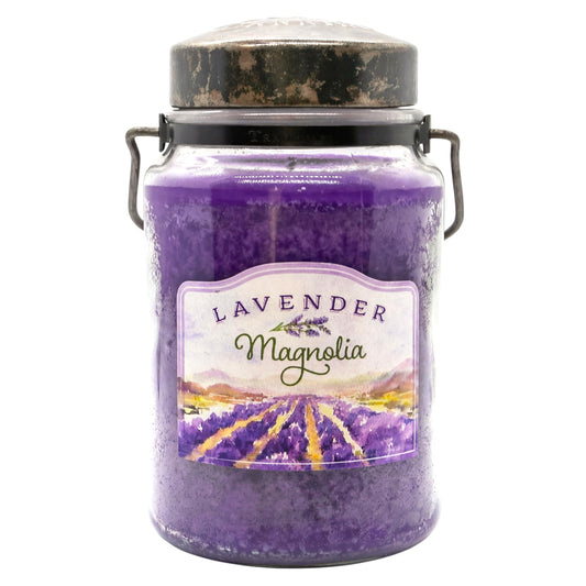 McCall’s Candles | Lavender Magnolia | 26 oz Scented Candle | USA-Poured | Vintage Rustic Jar with Carrying Handle | Calming Floral & Herbal Fragrance
