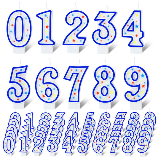 MTLEE 50 Pcs Birthday Number Candles, Polka Dot Colorful Birthday Cake Candles, 0-9 Cake Topper Candle Decoration for Birthday Wedding Anniversary Reunions Celebration Party (Blue)