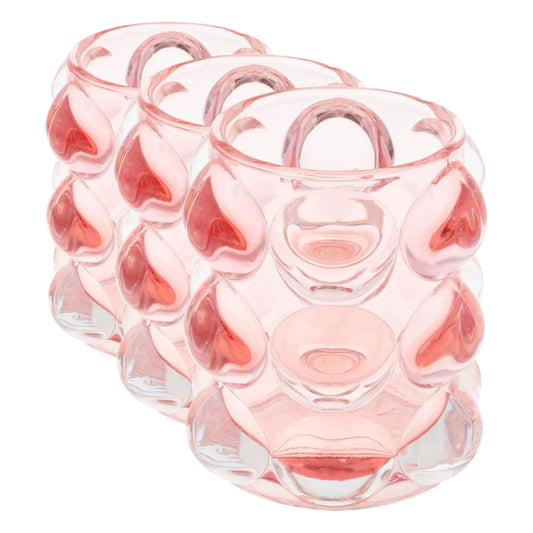 Karma, Lucia Hobnail Votive, Tea Lights Candle Holder, Glass Votive Candle Holders for Table Decorations, Baby Shower, Birthday Party, Weddings and Home Decor, Blush (Pack of 3)